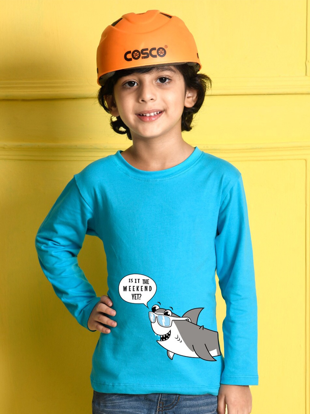 

NUSYL Boys Blue Printed Cotton T-shirt