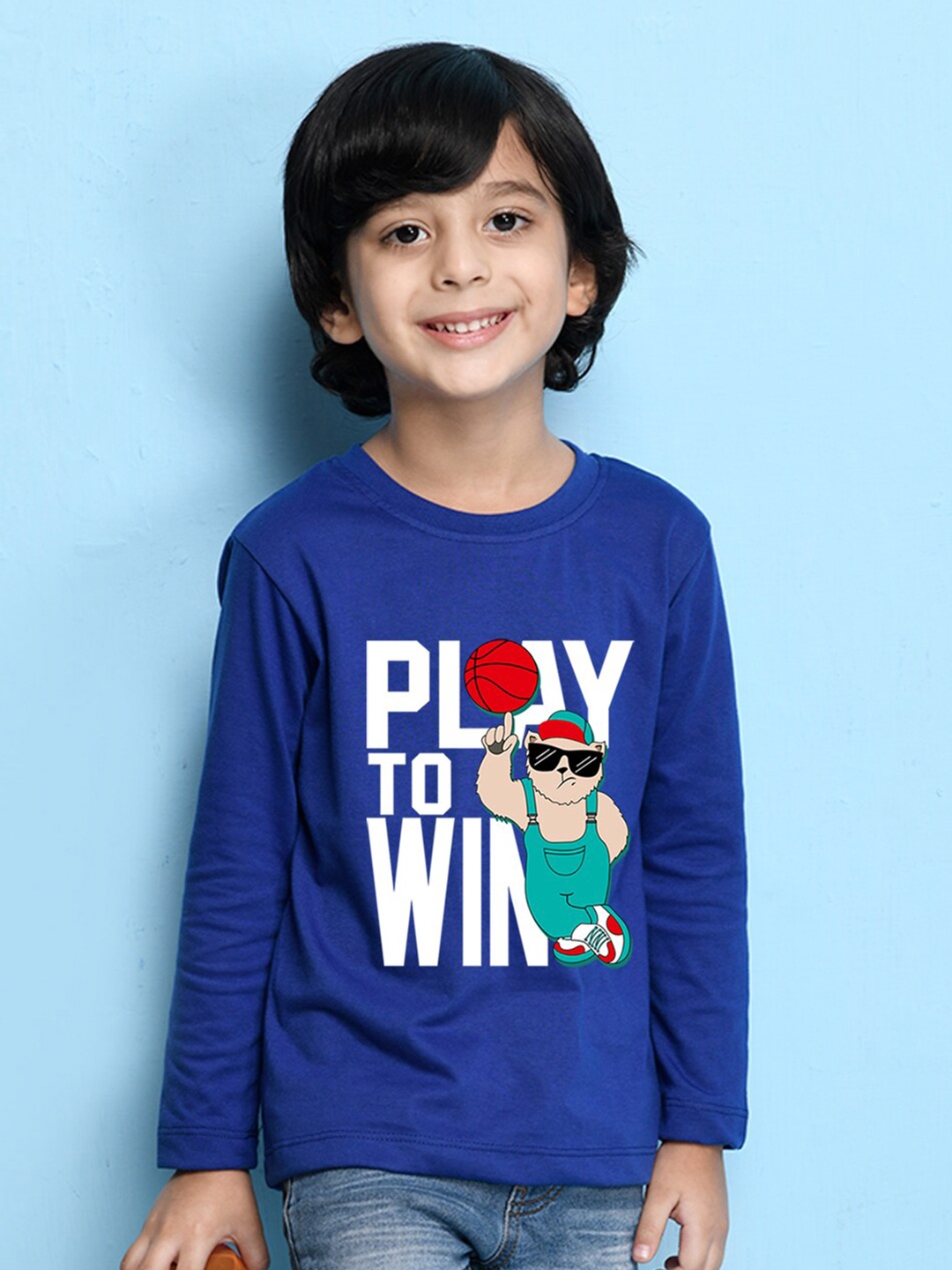 

NUSYL Boys Blue & White Printed T-shirt