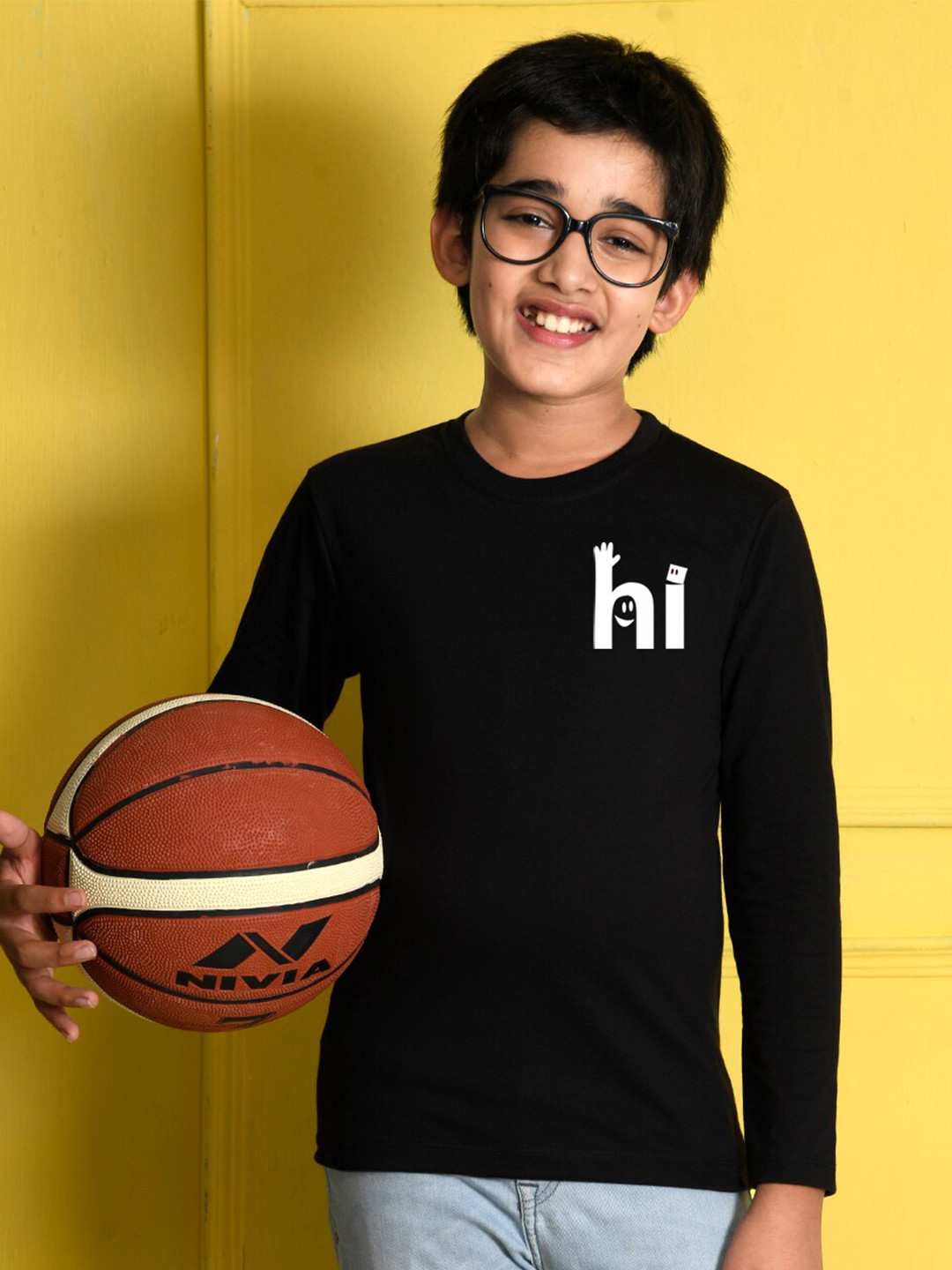 

NUSYL Boys Black & White Cotton T-shirt