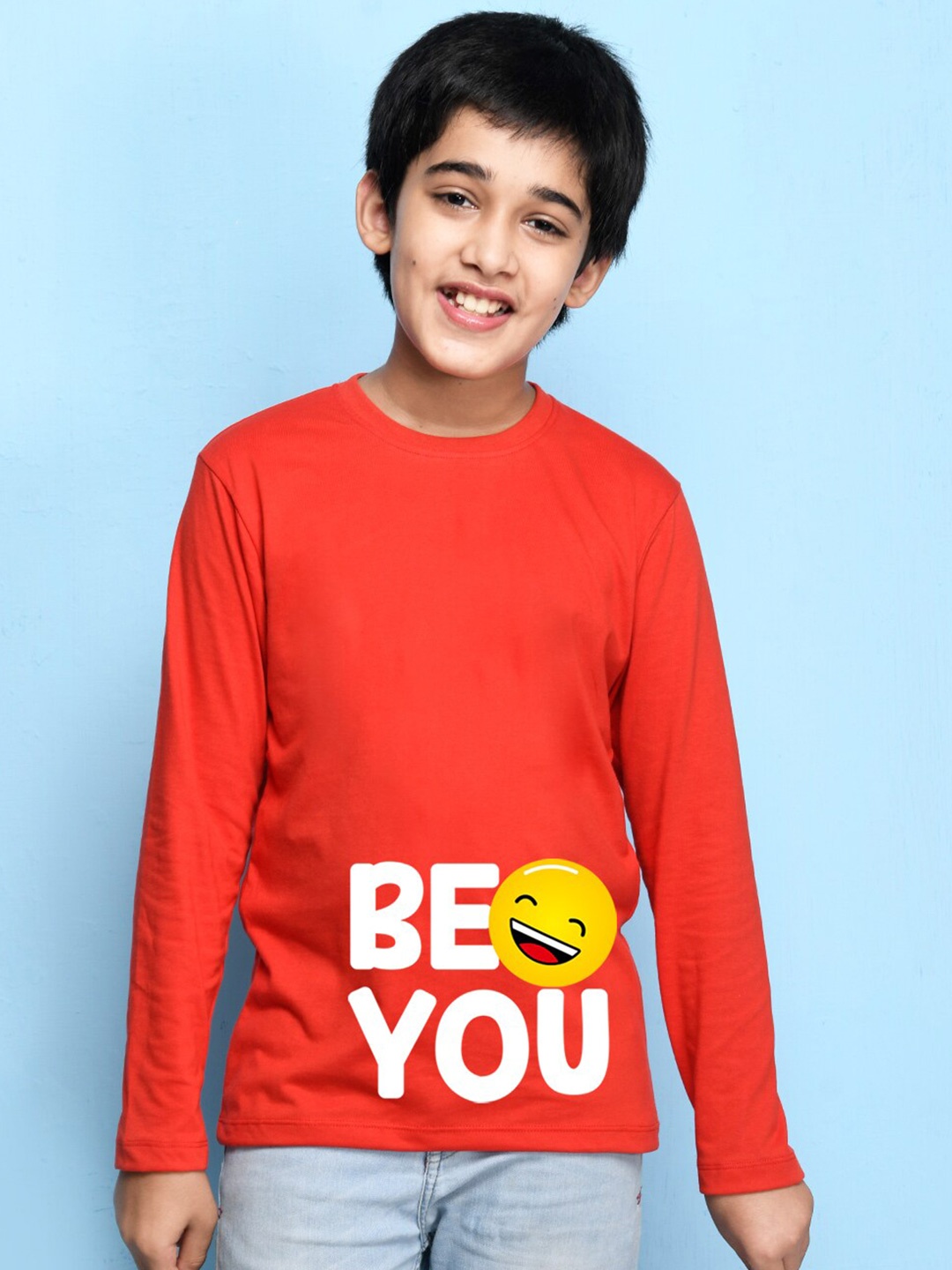 

NUSYL Boys Red Printed Sleeves T-shirt