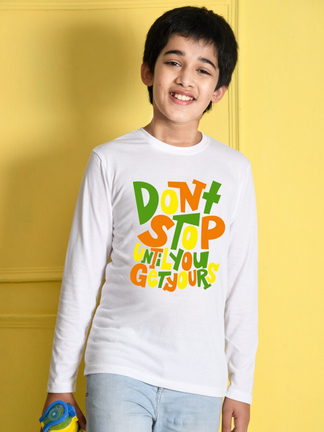 

NUSYL Boys White Typography T-shirt