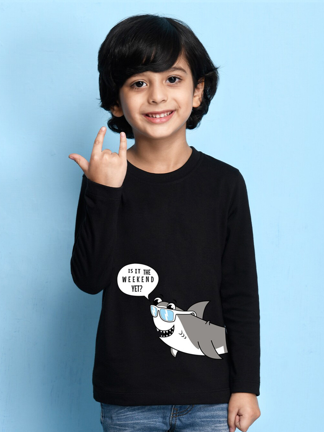 

NUSYL Boys Black Printed T-shirt