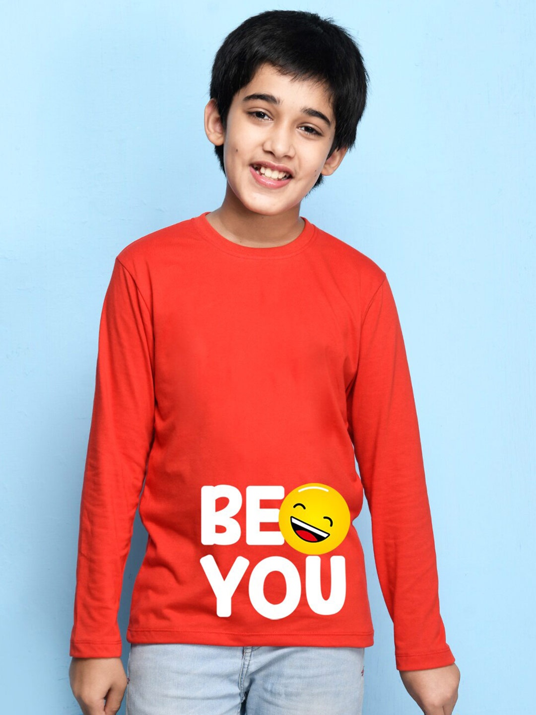 

NUSYL Boys Red & White Typography Printed T-shirt