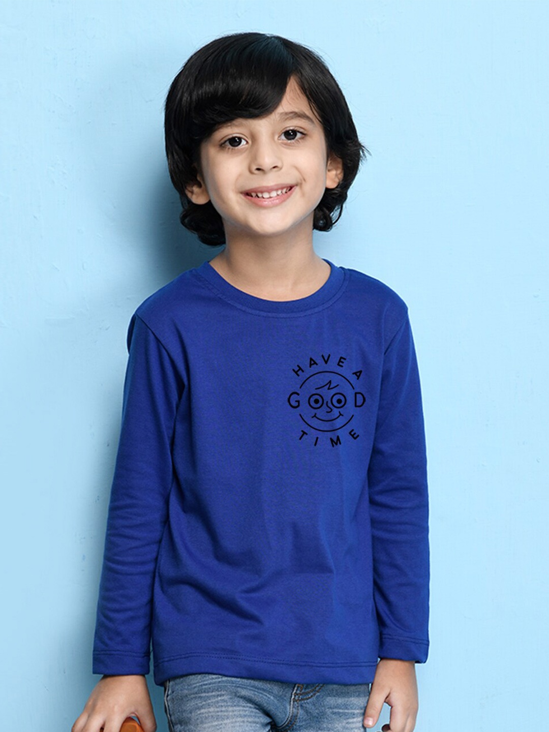 

NUSYL Boys Blue & Black Printed T-shirt