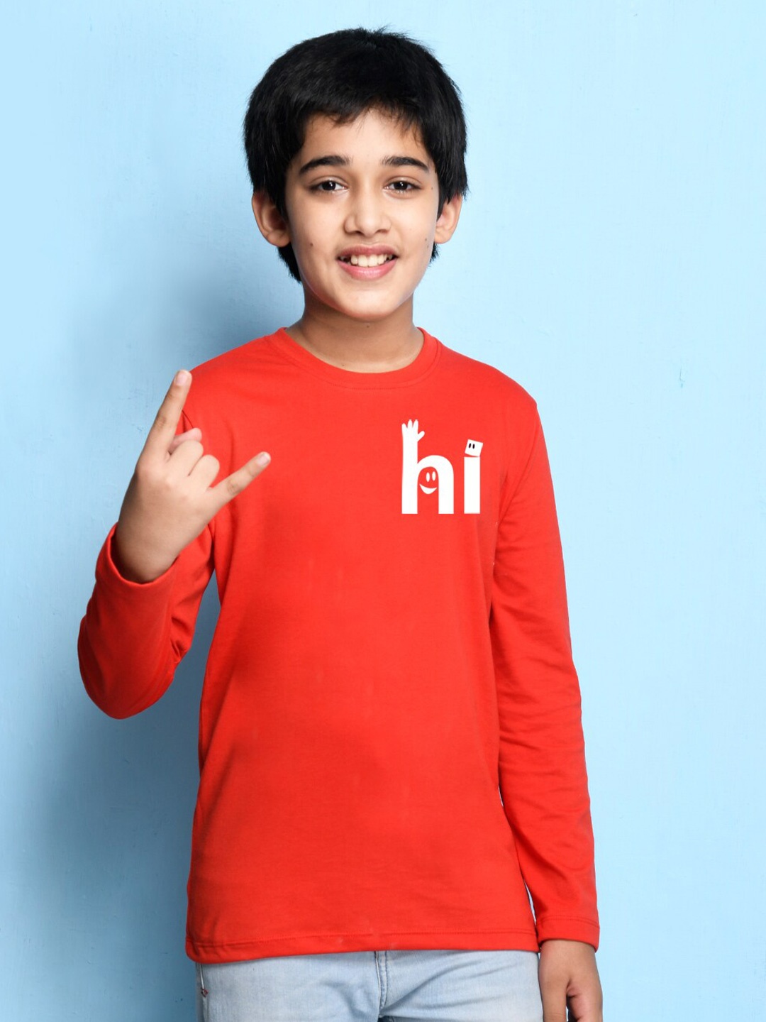 

NUSYL Boys Red & White Printed T-shirt