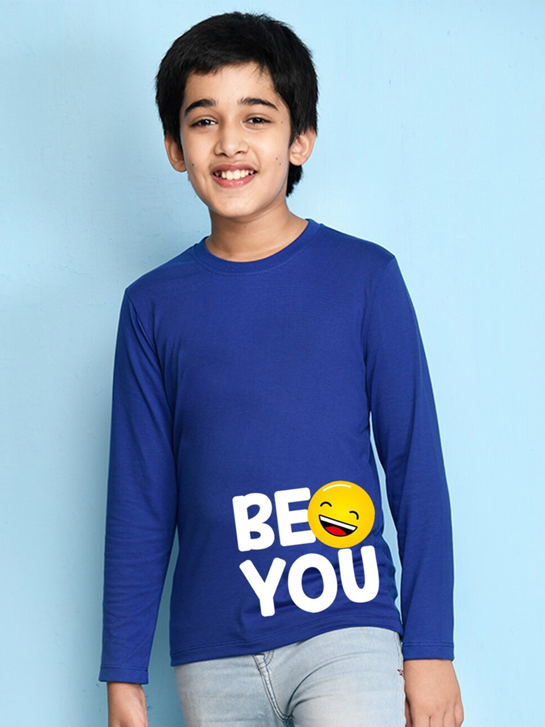 

NUSYL Boys Blue & White Printed T-shirt