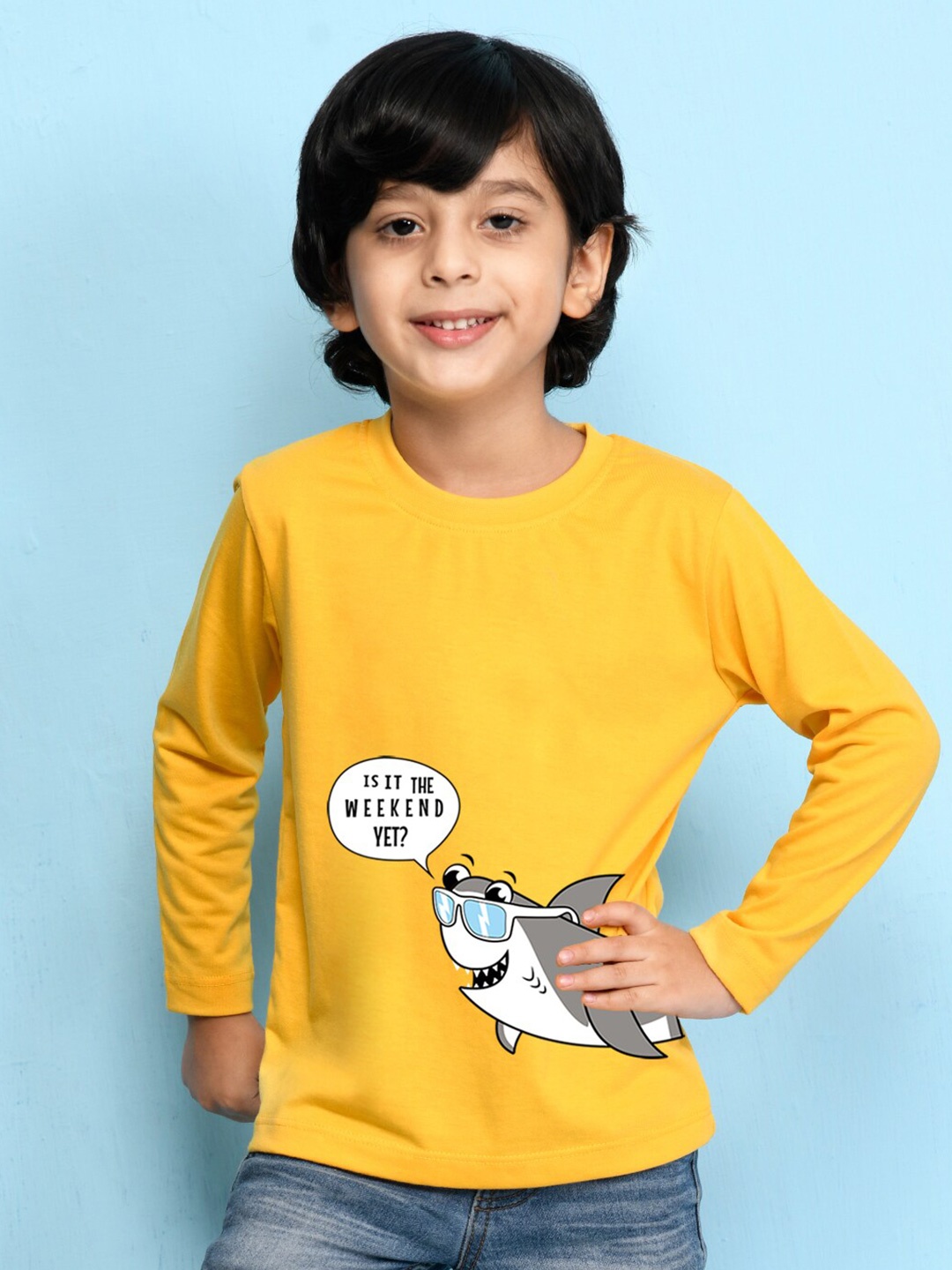 

NUSYL Boys Yellow Printed T-shirt