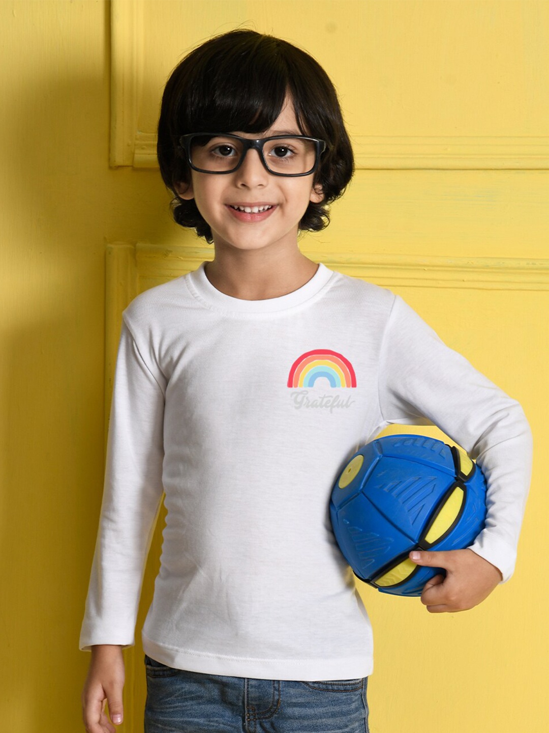 

NUSYL Boys White Printed T-shirt