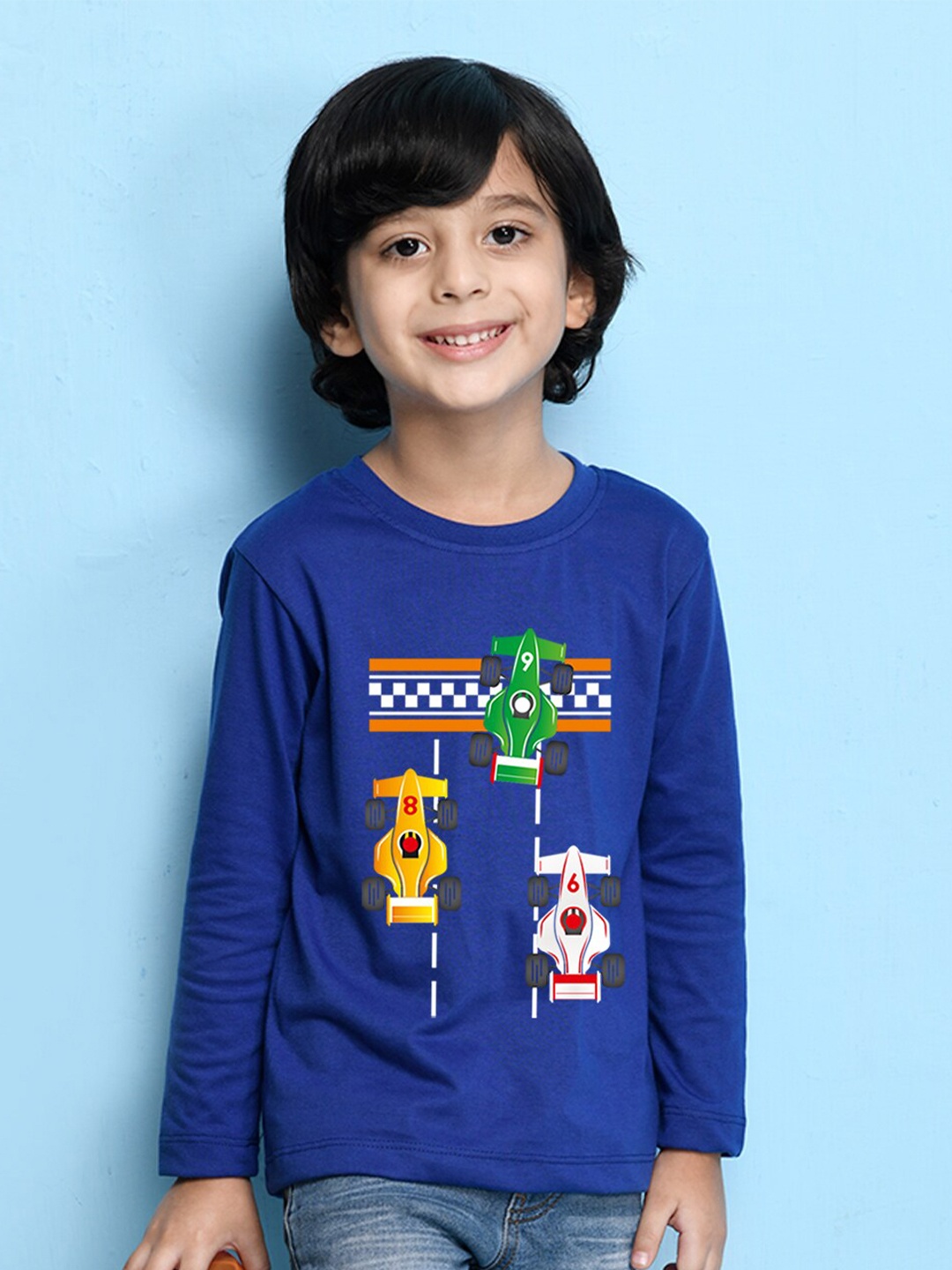 

NUSYL Boys Blue Printed Cotton T-shirt