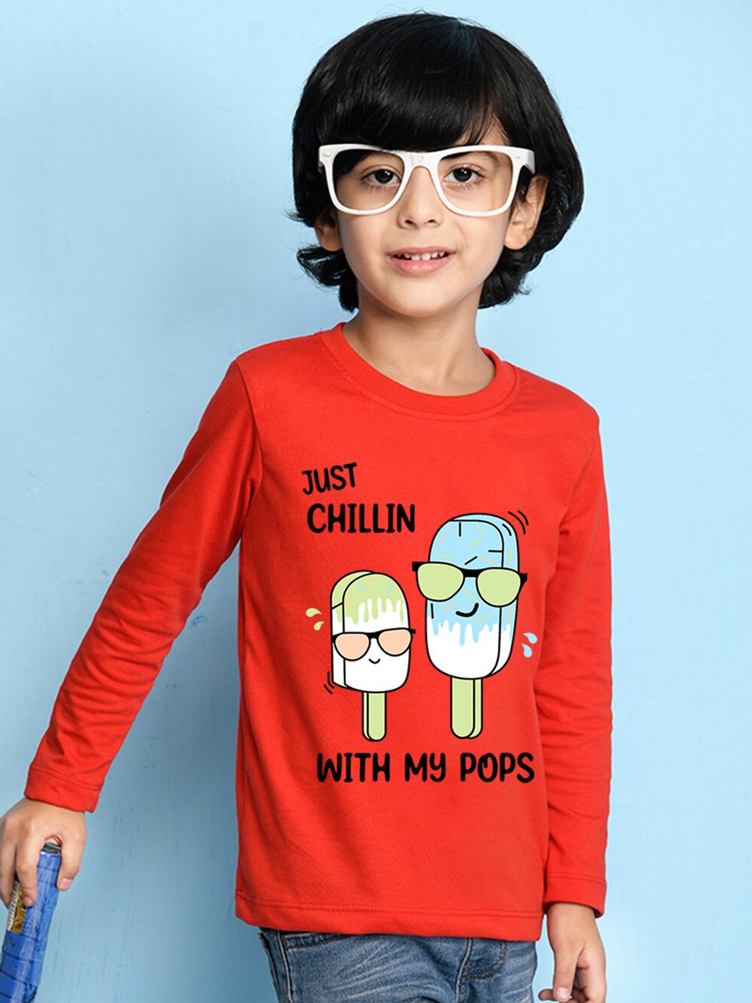 

NUSYL Boys Red Printed Cotton T-shirt