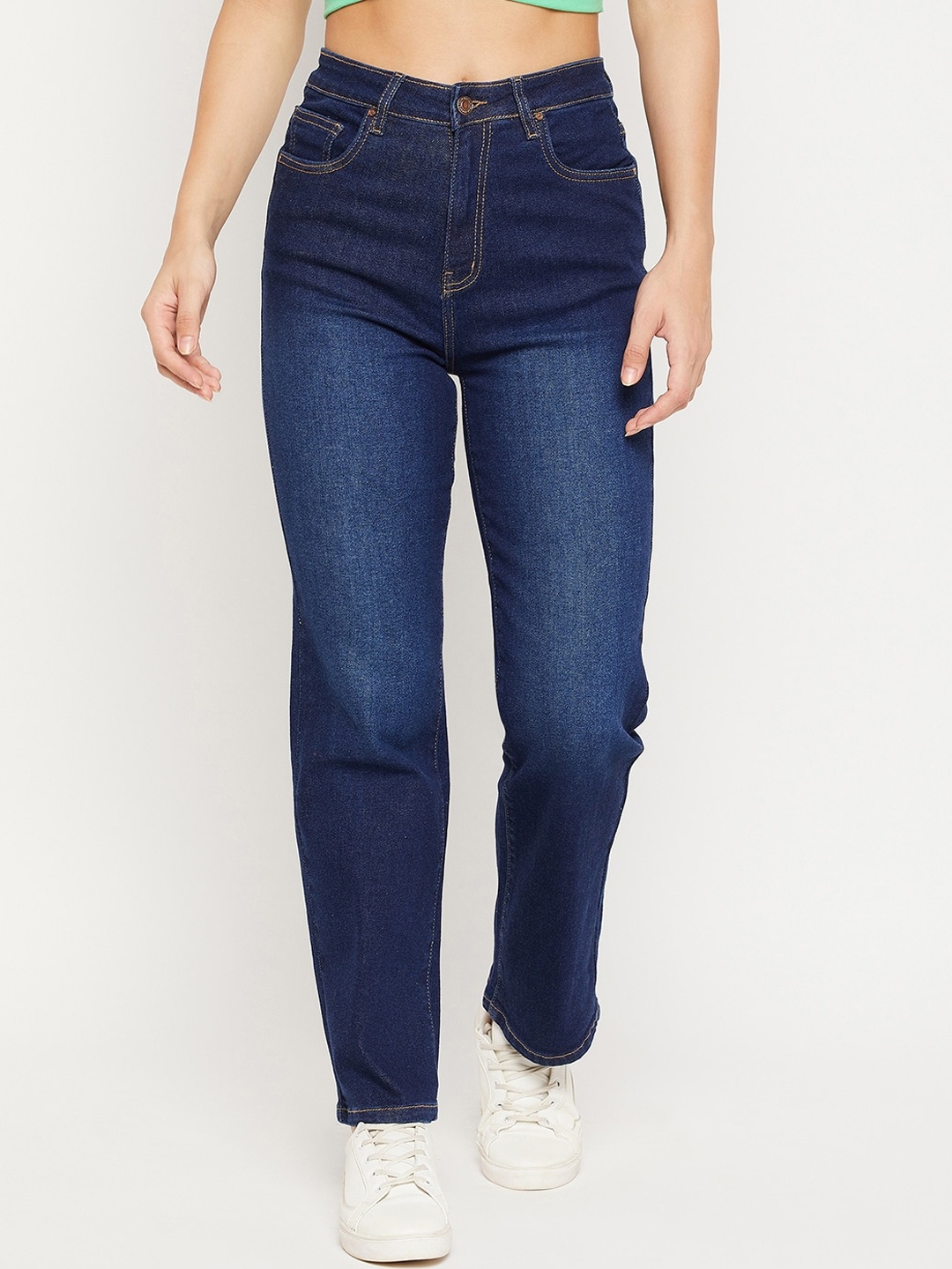 

Madame Women Navy Blue High-Rise Light Fade Jeans