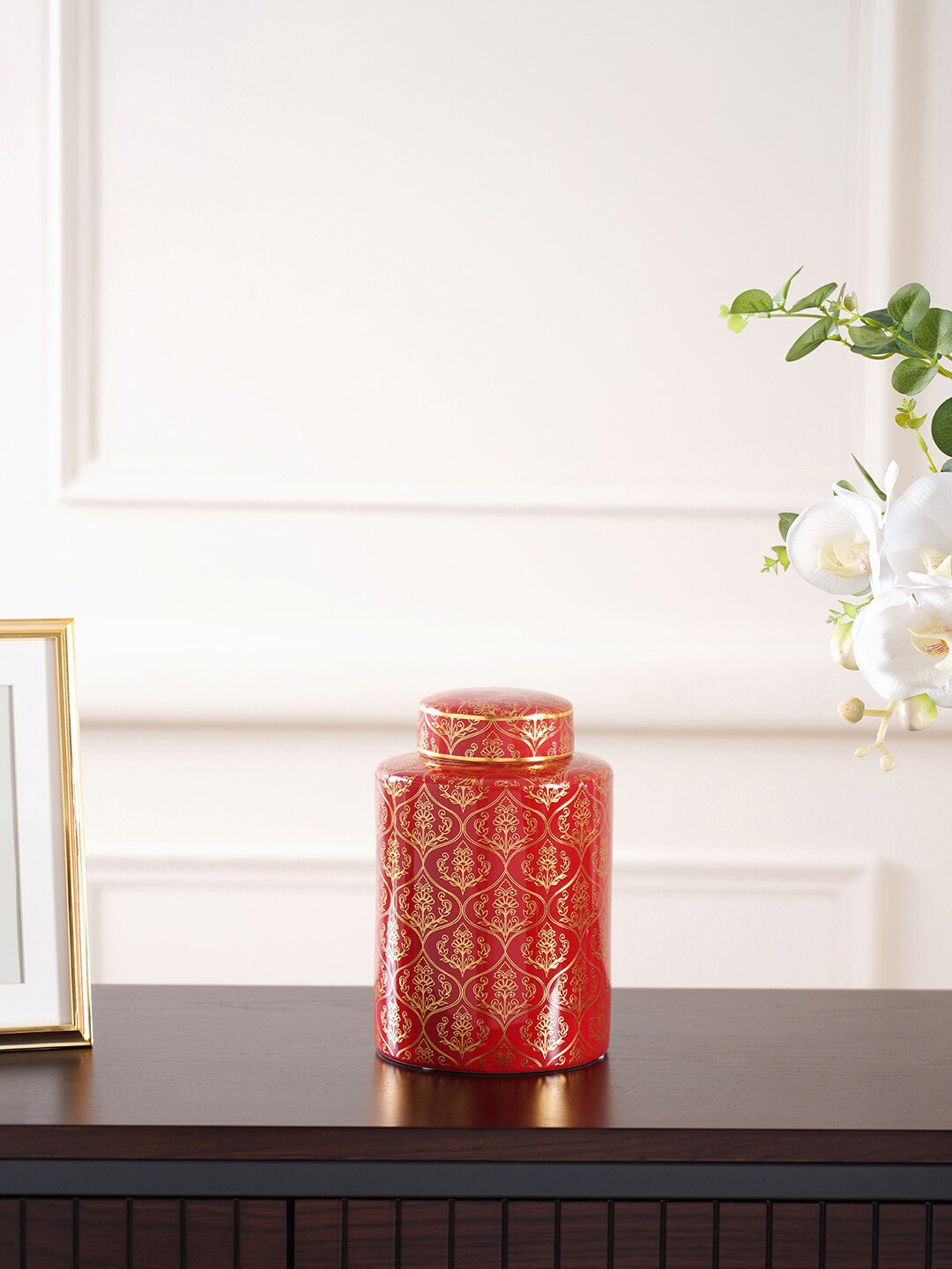 

Pure Home and Living Red Printed Small Canister Kitchen Storage