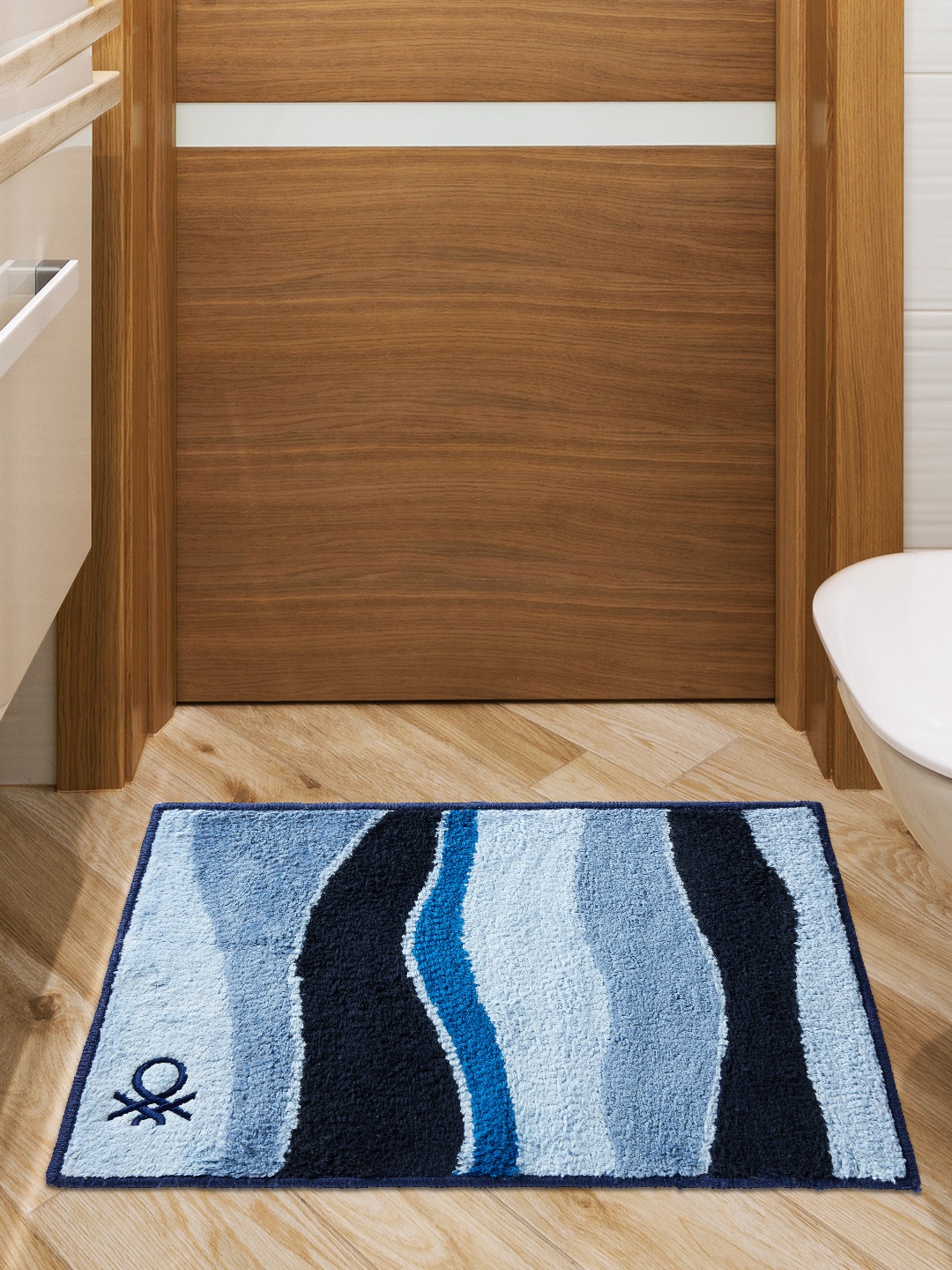 

United Colors of Benetton Navy Blue Cotton 2300 GSM Safari Anti-skid Bathmat