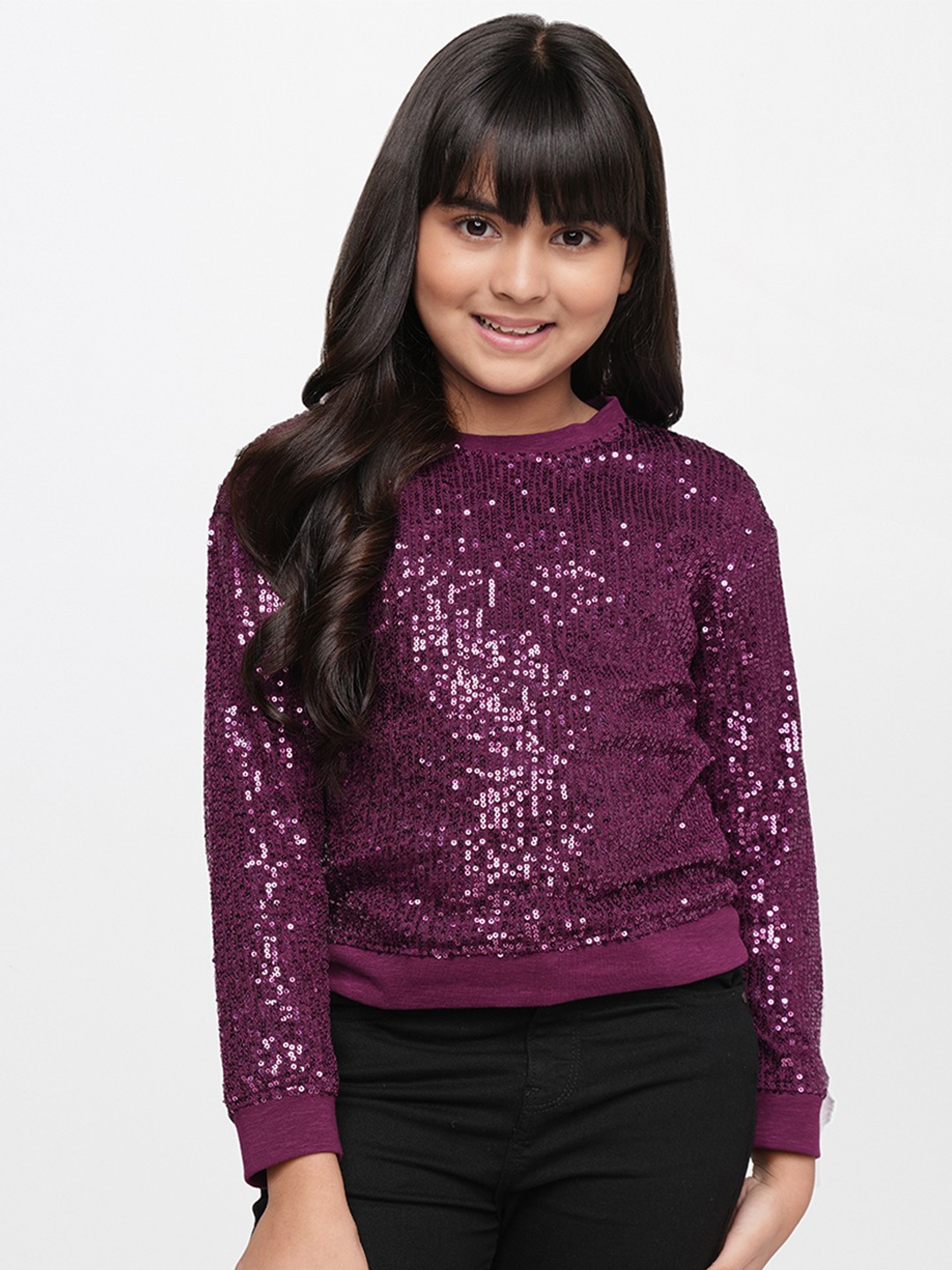 

AND Girls Magenta Embellished Sweatshirt