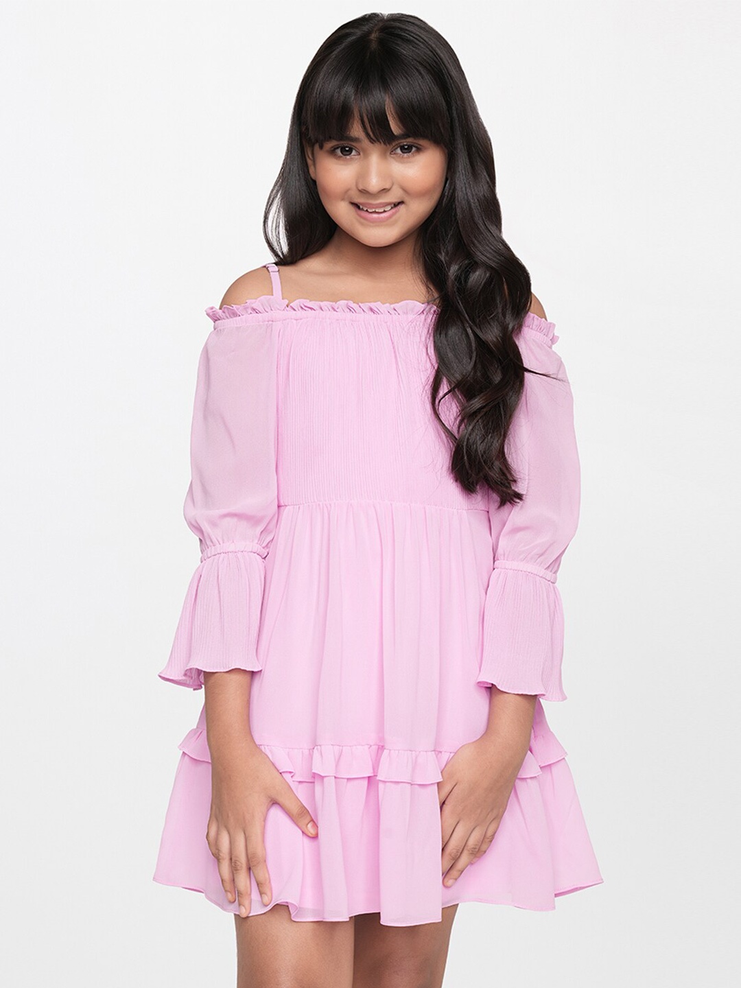 

AND Girls Pink Off-Shoulder A-Line Mini Dress