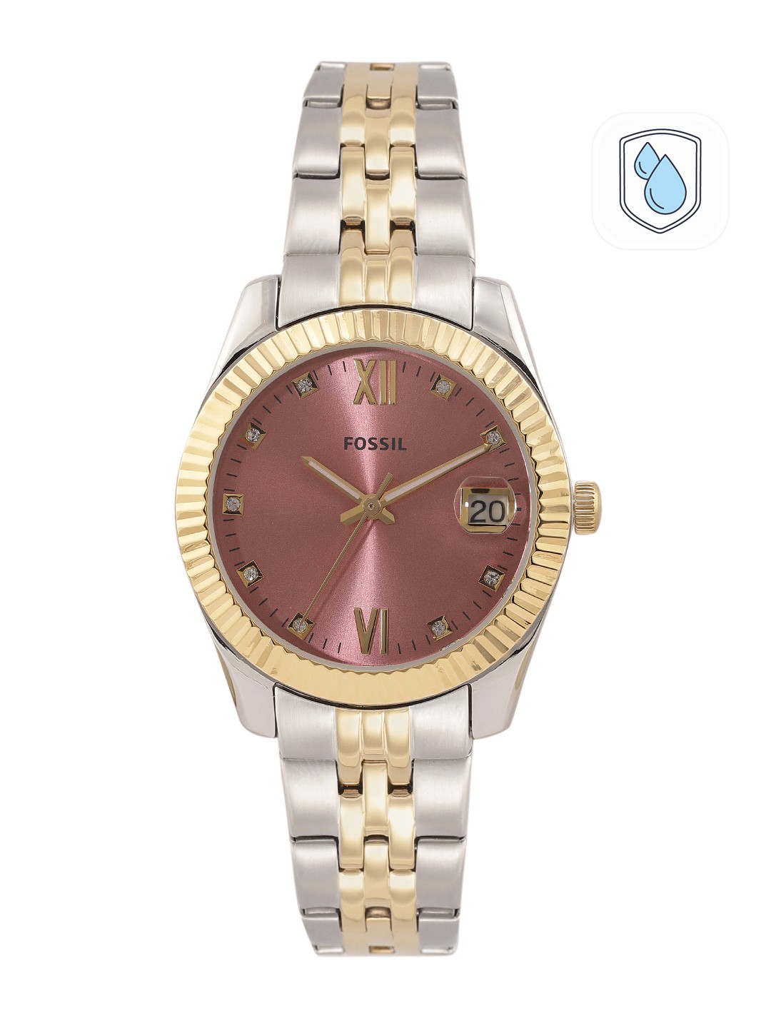 

Fossil Women Pink Embellished Analogue Watch ES5173