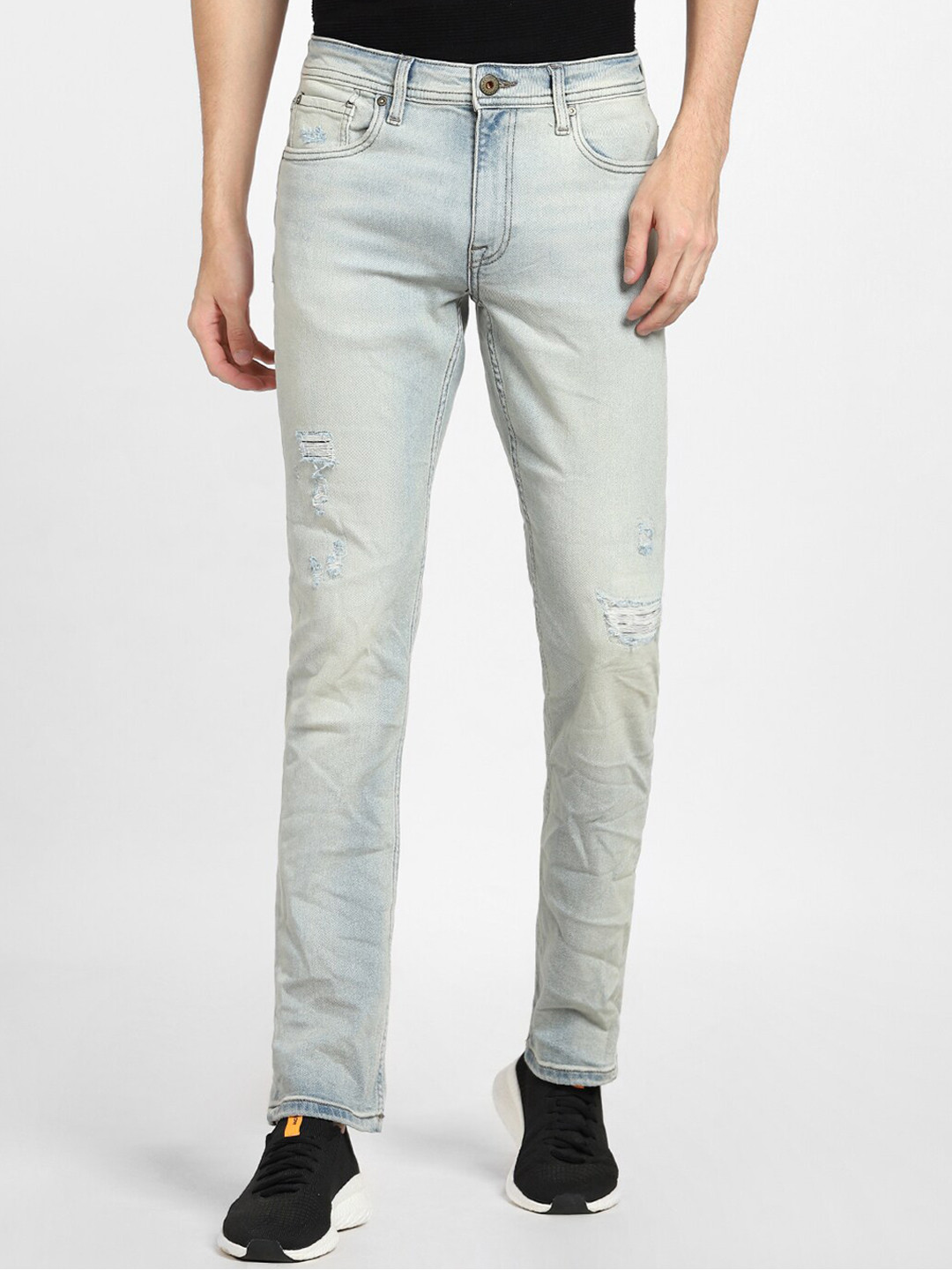 

Jack & Jones Men Blue Low-Rise Mildly Distressed Heavy Fade Jeans
