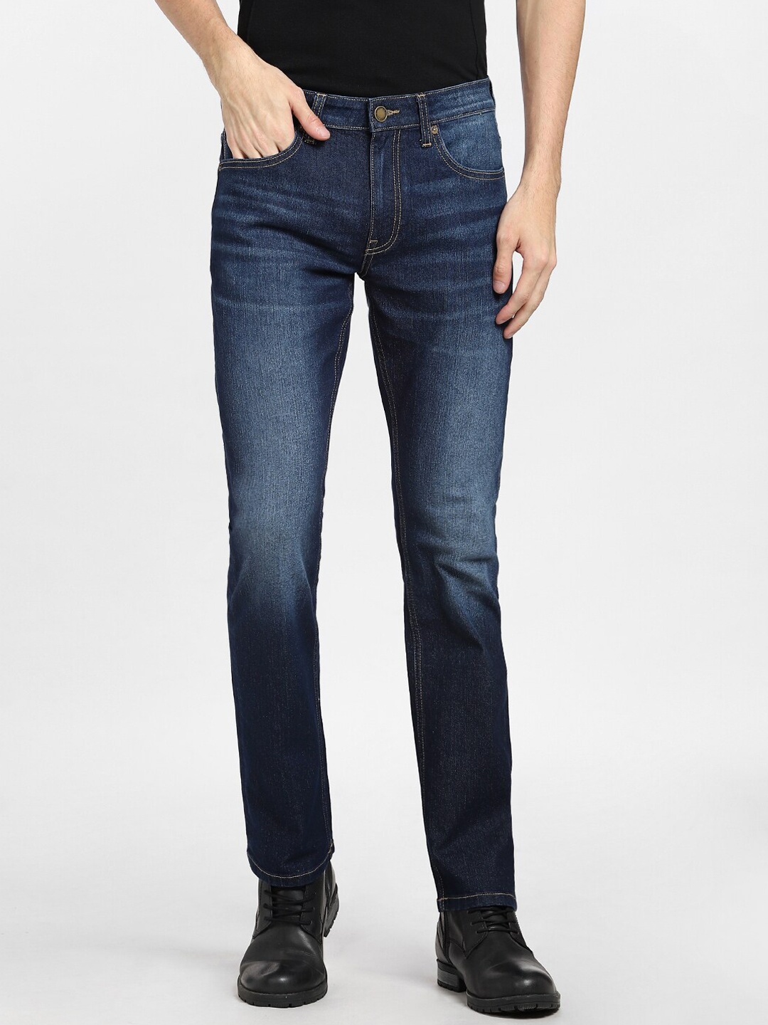

Jack & Jones Men Navy Blue Regular Fit Low-Rise Light Fade Jeans