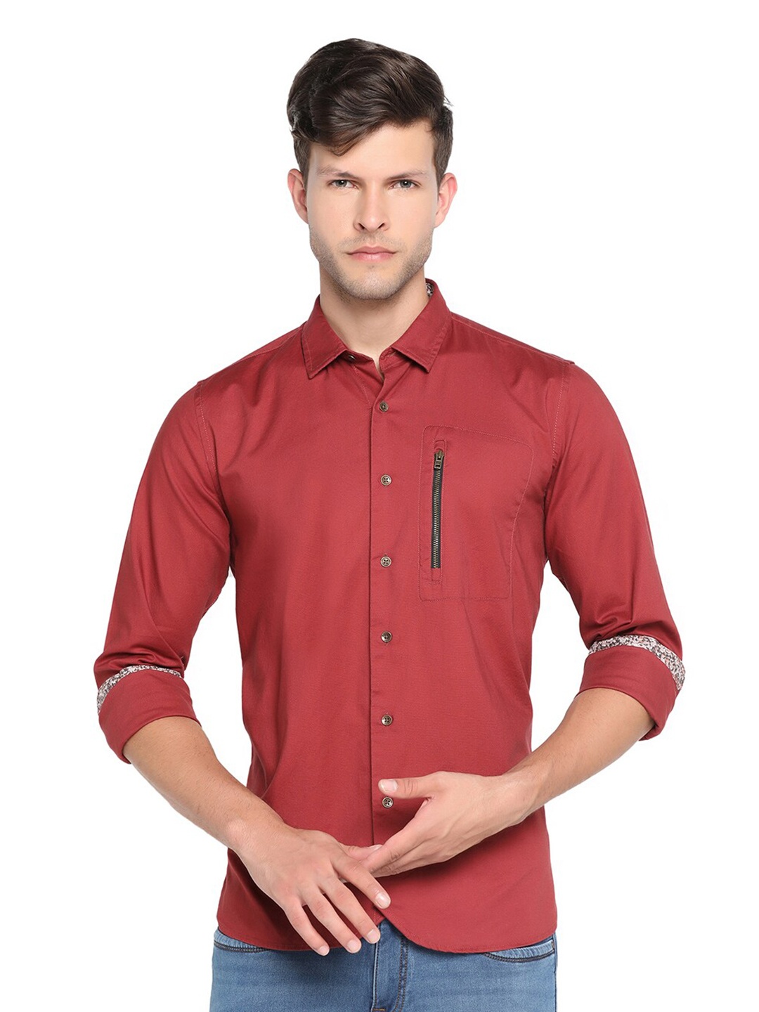 

Blackberrys Men Rust Slim Fit Casual Shirt