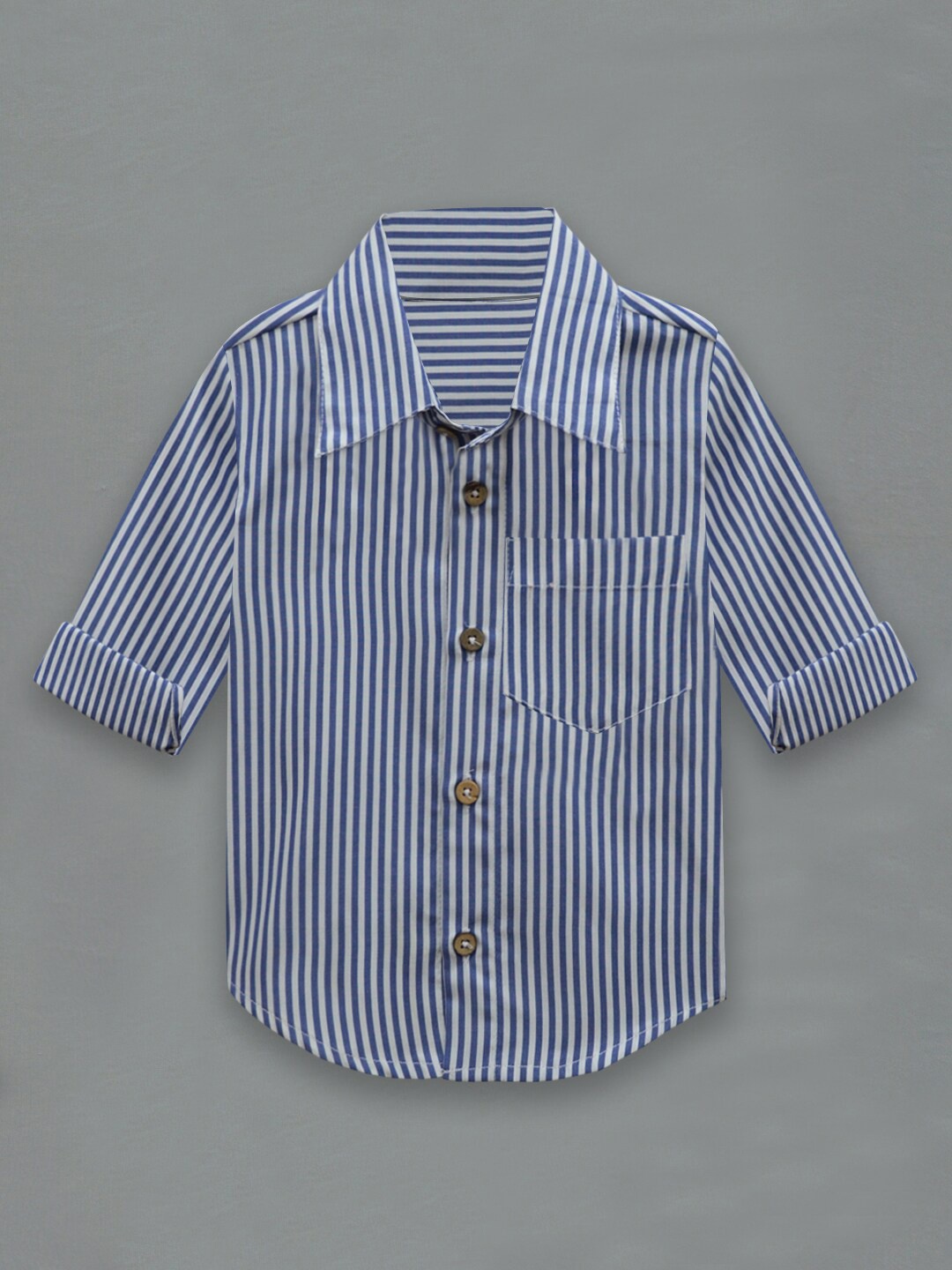 

A.T.U.N. Boys Navy Blue Classic Striped Pure cotton Casual Shirt