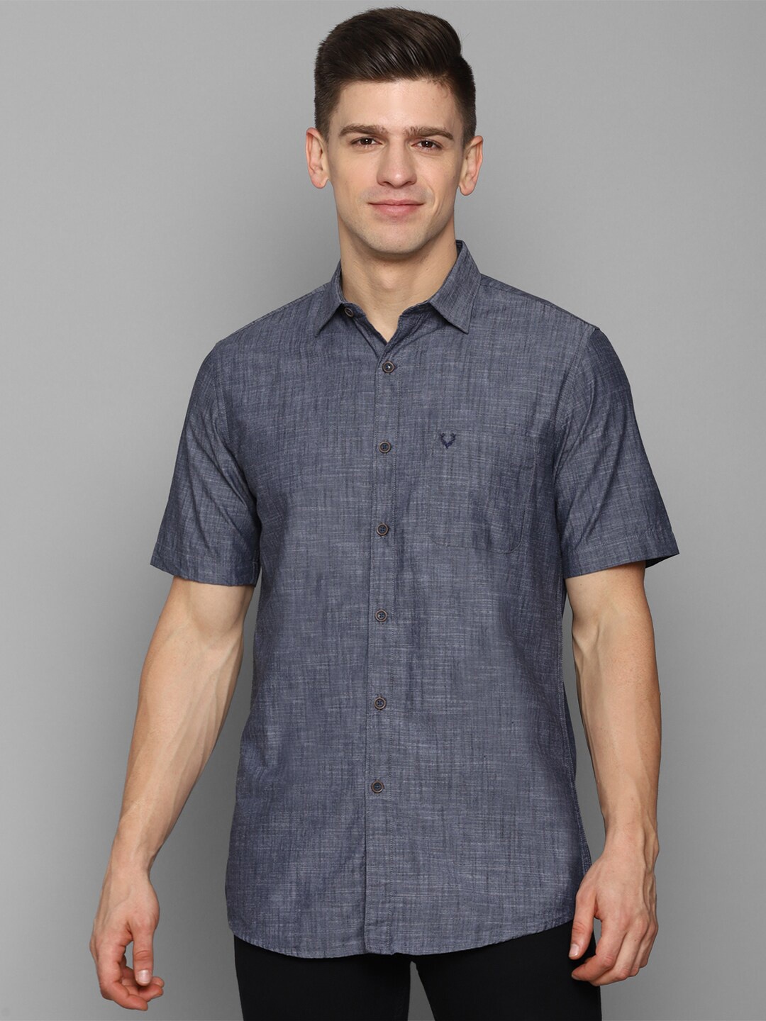 

Allen Solly Men Grey Slim Fit Pure Cotton Casual Shirt