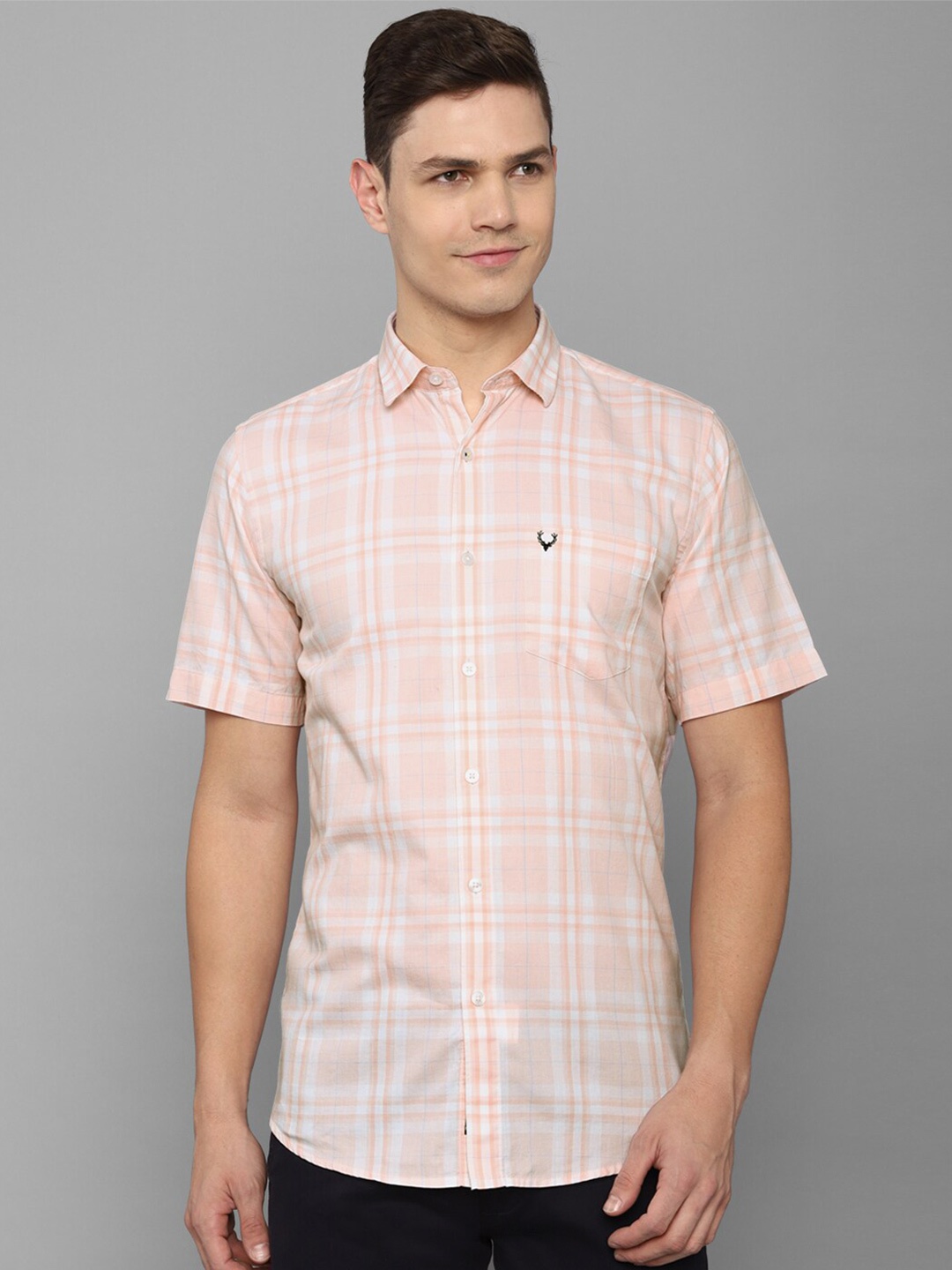 

Allen Solly Men Pink Tartan Check Slim Fit Cotton Casual Shirt