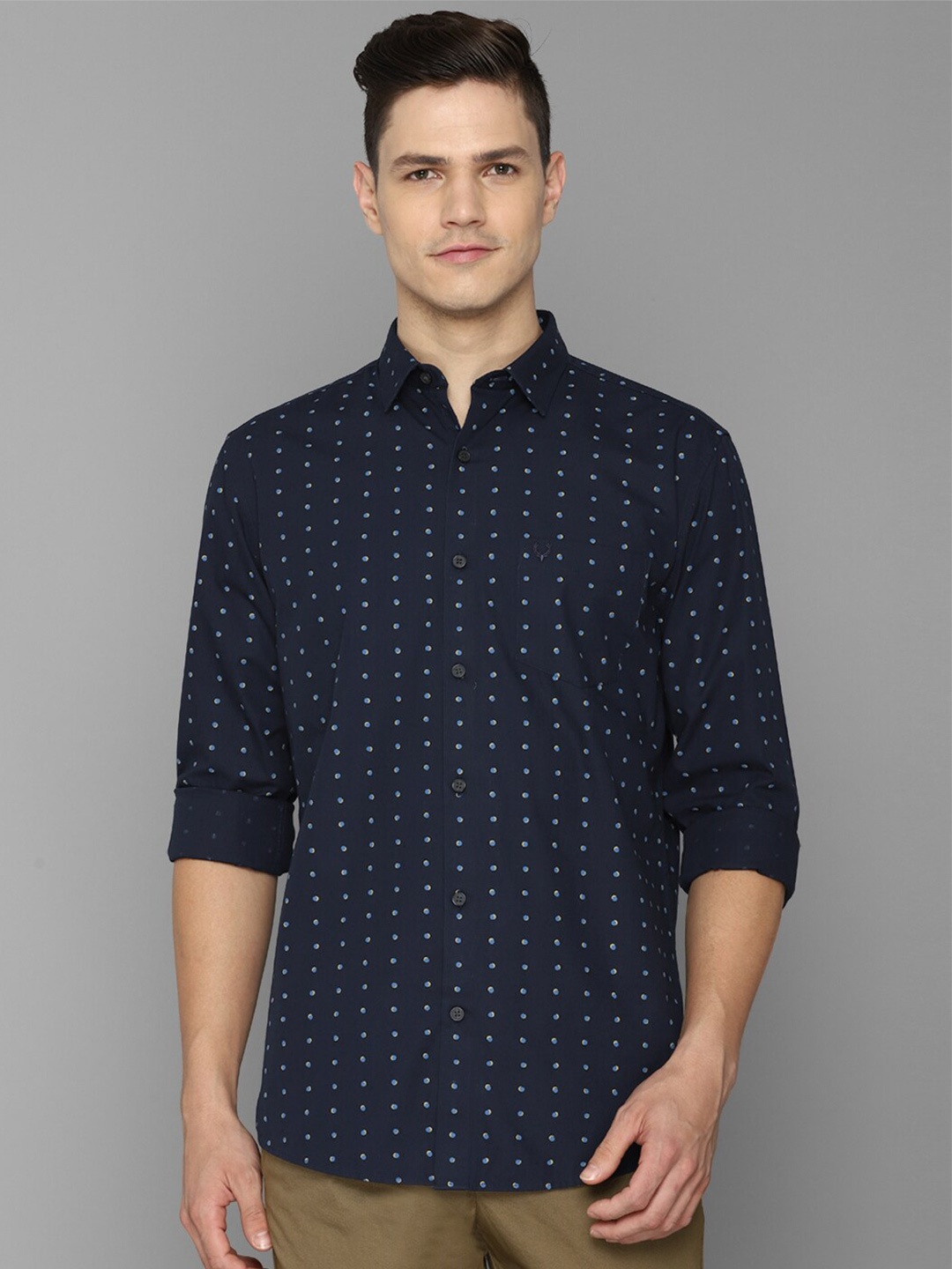 

Allen Solly Men Navy Blue Slim Fit Printed Casual Shirt