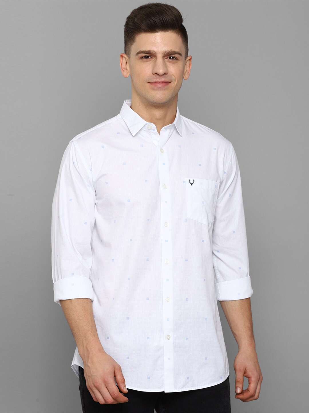 

Allen Solly Men Pure cotton White Slim Fit Micro Checks Printed Casual Shirt