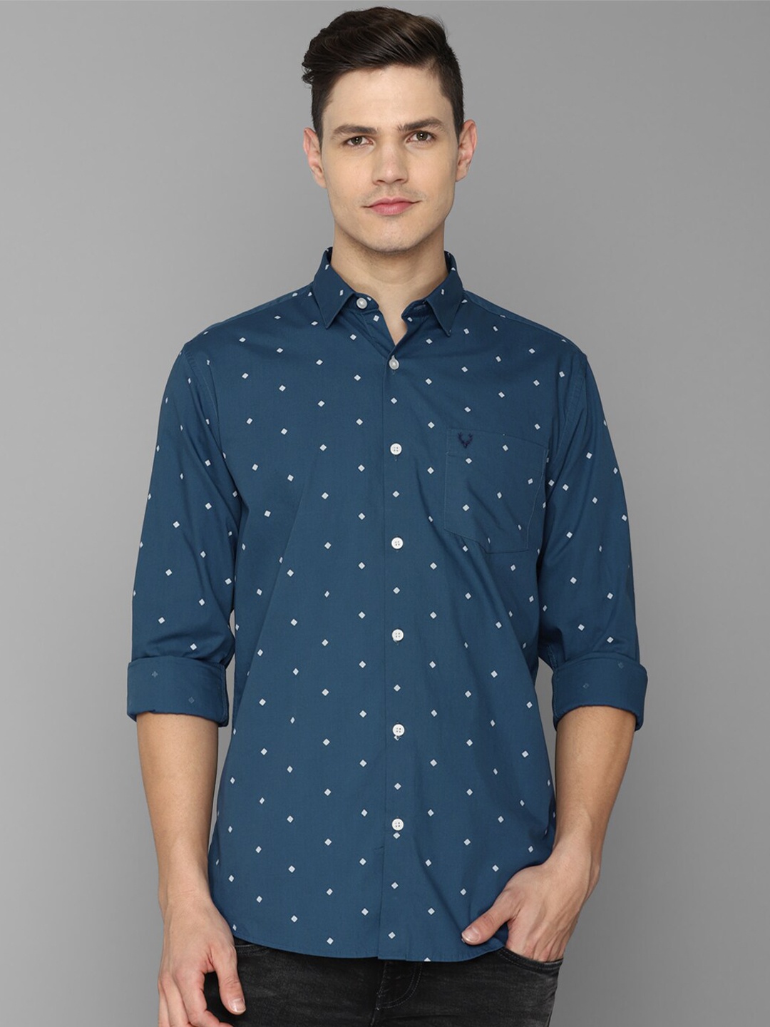 

Allen Solly Men Blue Slim Fit Printed Cotton Casual Shirt