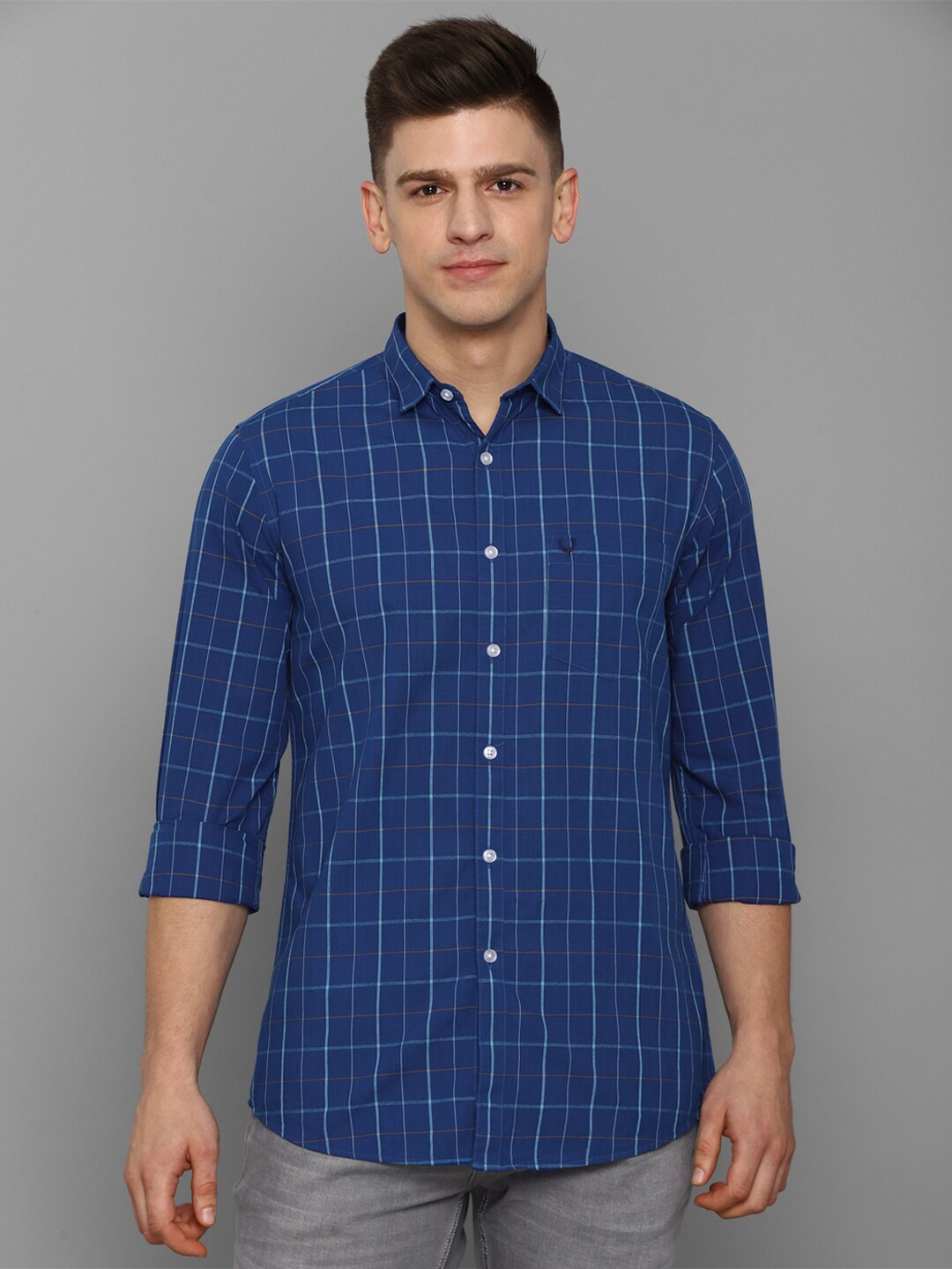 

Allen Solly Men Blue Slim Fit Checked Casual Shirt