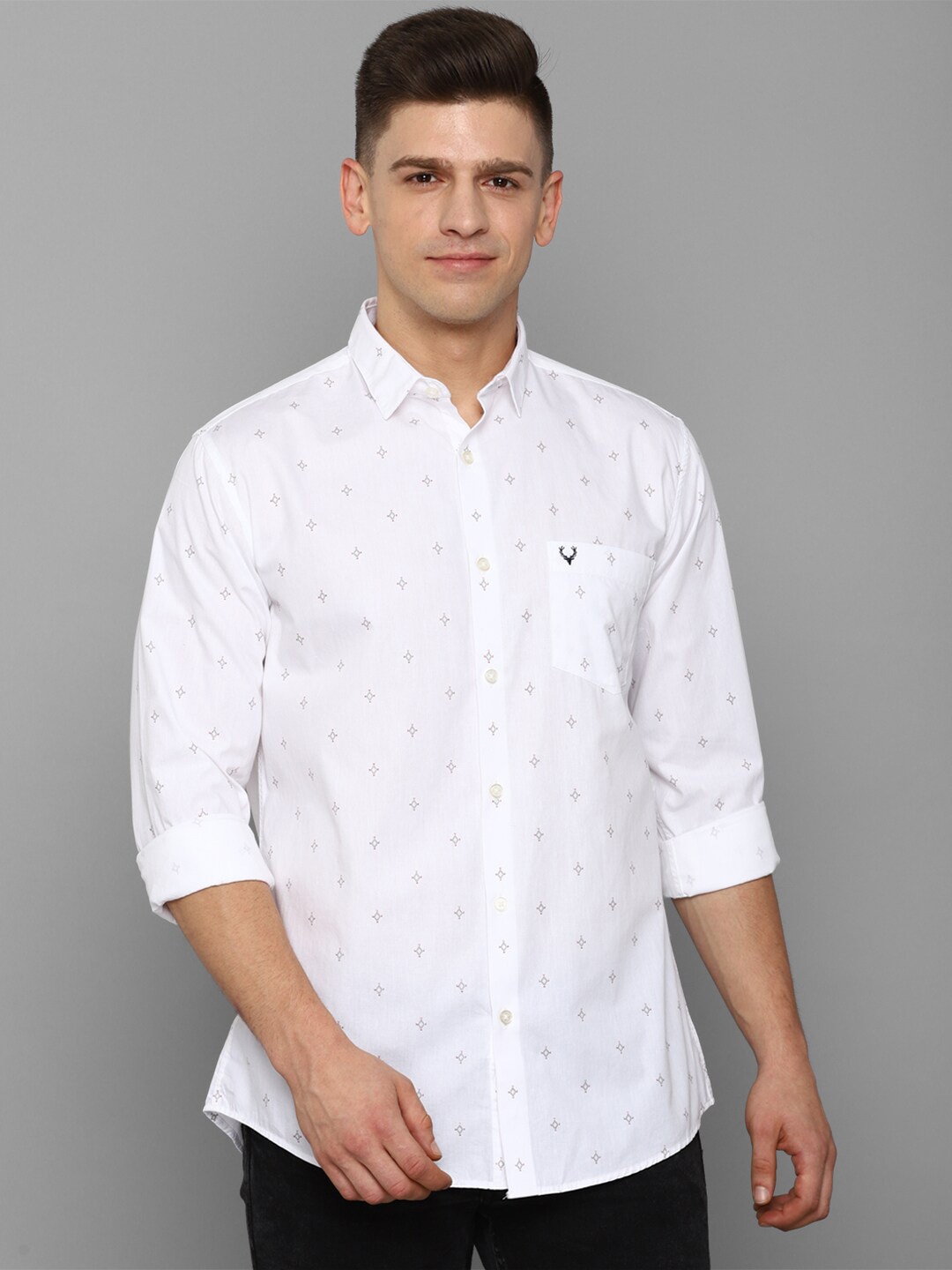

Allen Solly Men White Slim Fit Printed Pure Cotton Casual Shirt