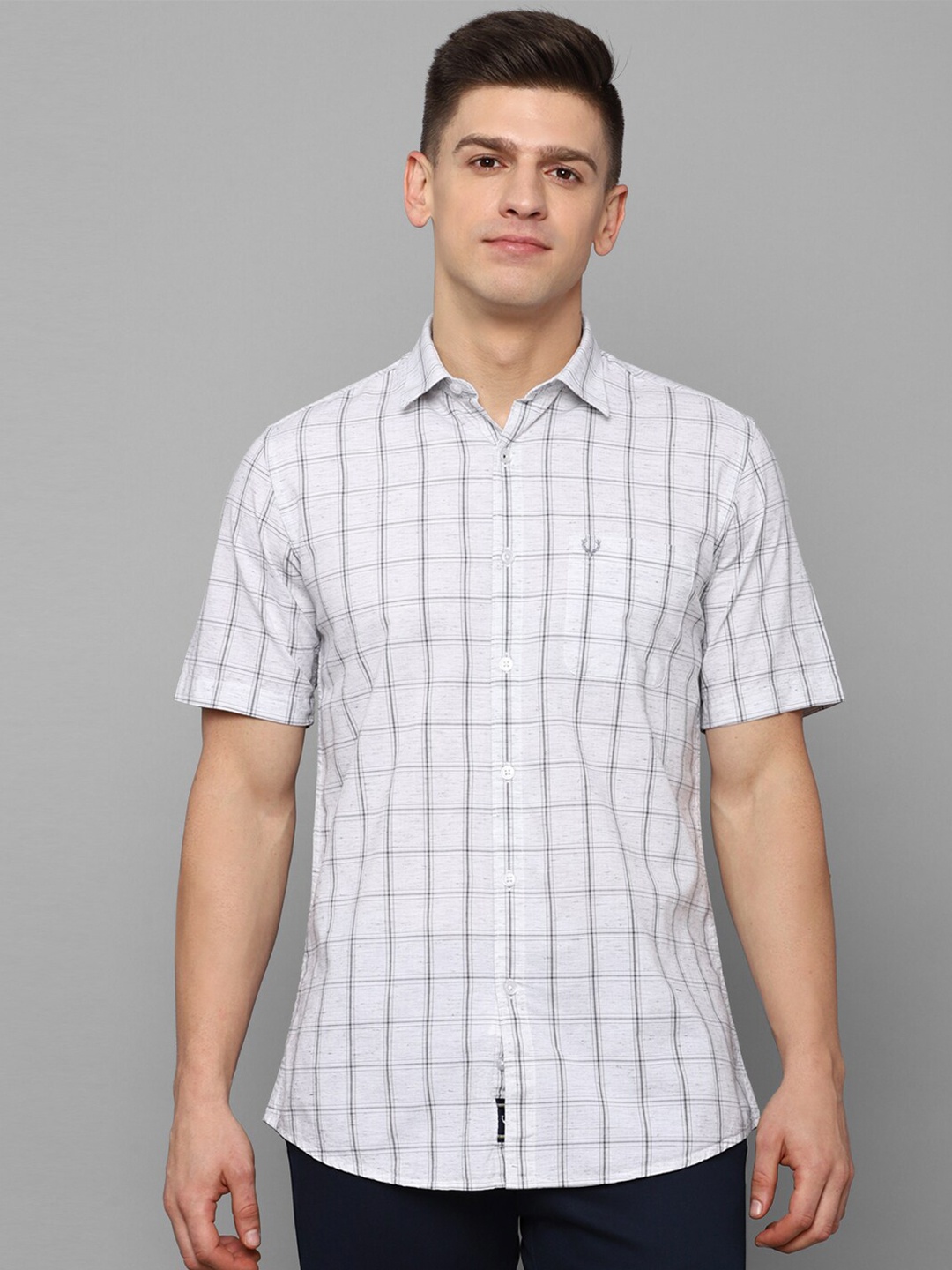 

Allen Solly Men White Windowpane Check Slim Fit Cotton Casual Shirt
