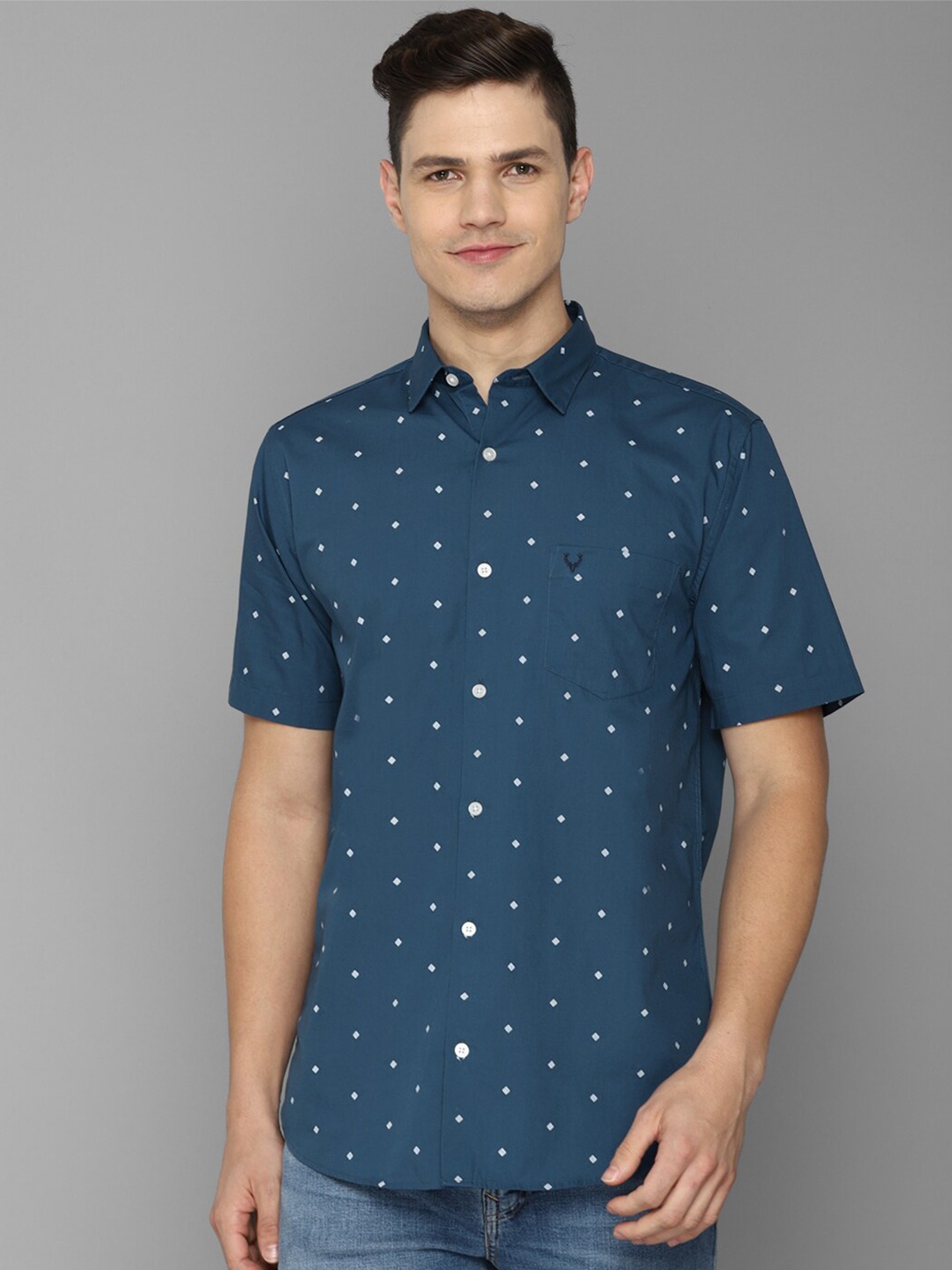 

Allen Solly Men Blue Slim Fit Printed Cotton Casual Shirt