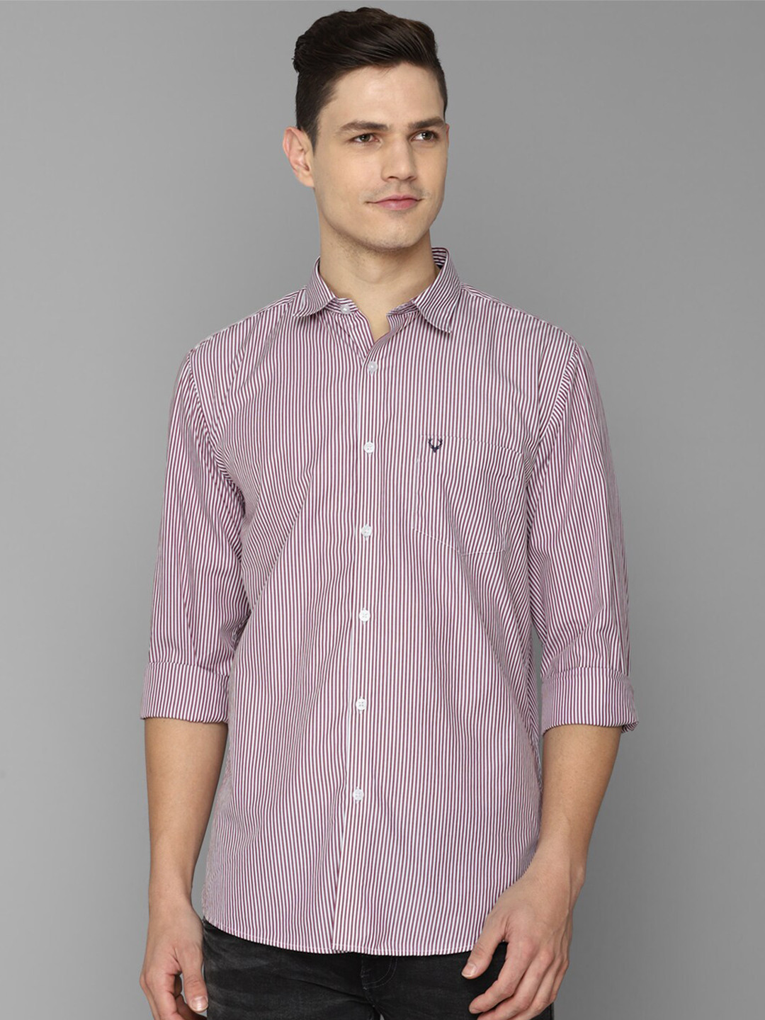 

Allen Solly Men Pink Slim Fit Striped Casual Shirt