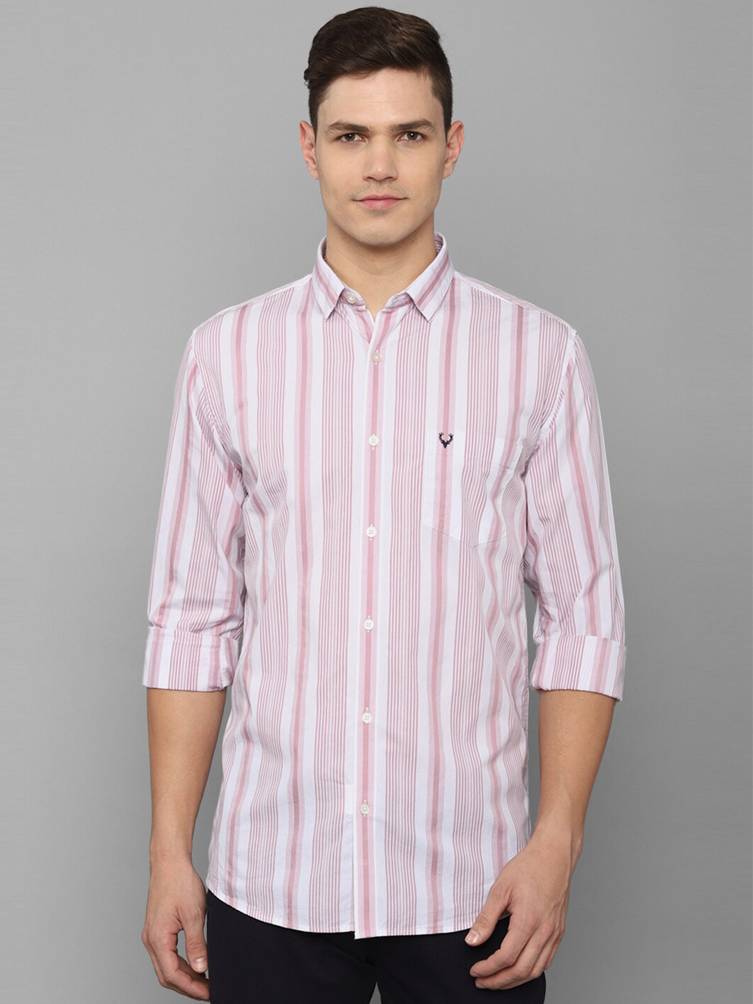 

Allen Solly Men White Slim Fit Striped Casual Shirt