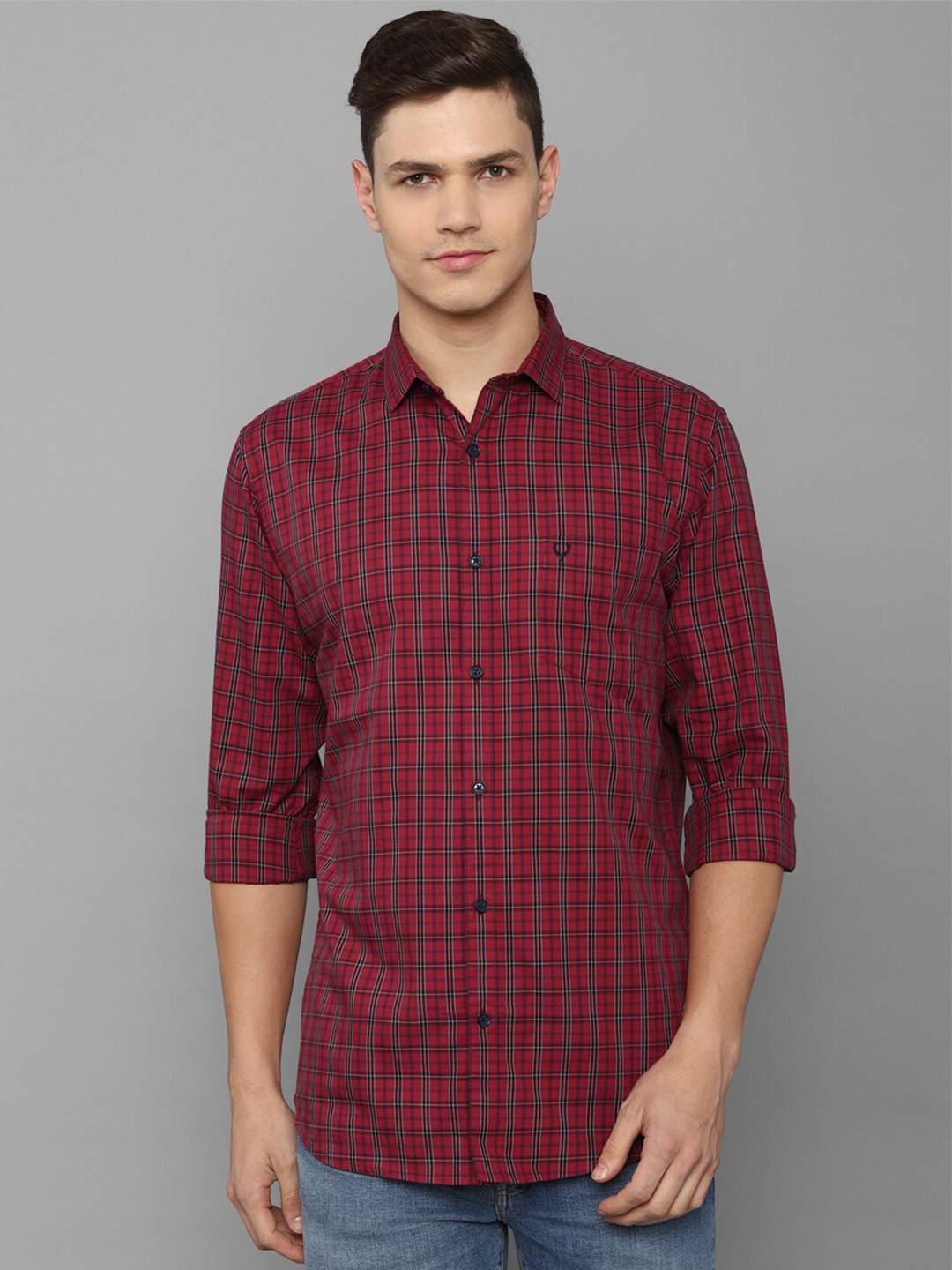 

Allen Solly Men Maroon Slim Fit Tartan Checked Cotton Casual Shirt