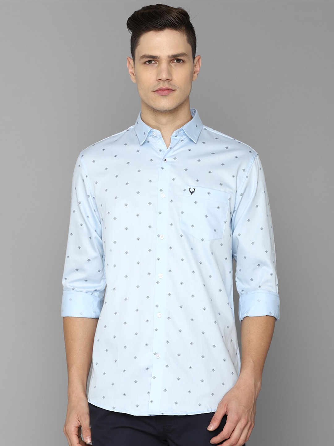 

Allen Solly Men Blue Slim Fit Printed Cotton Casual Shirt