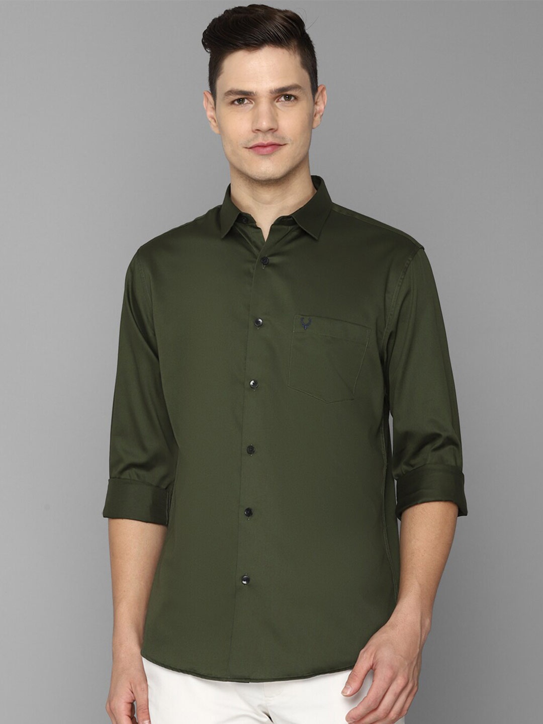 

Allen Solly Men Olive Green Slim Fit Casual Cotton Shirt