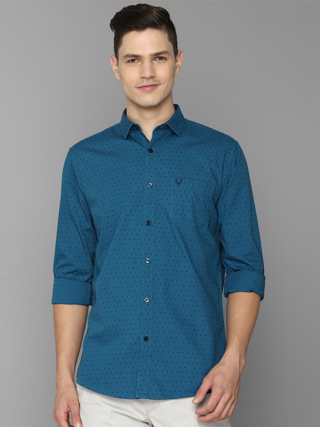

Allen Solly Men Blue Slim Fit Printed Casual Cotton Shirt