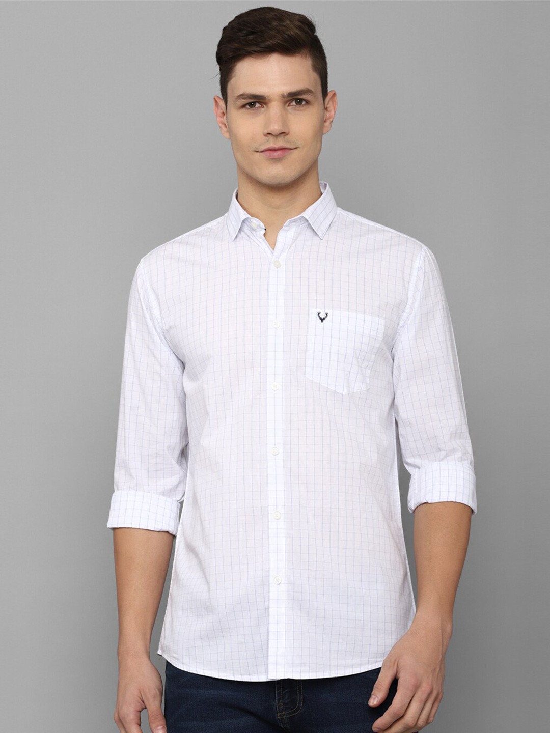 

Allen Solly Men White Slim Fit Striped Casual Cotton Shirt