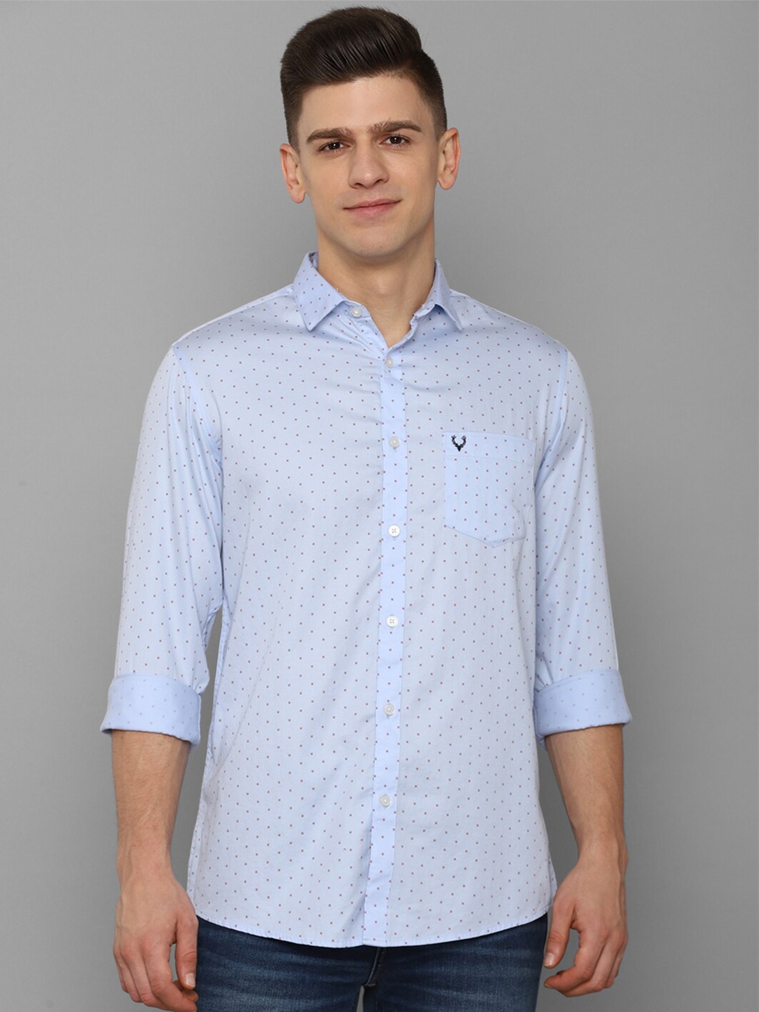 

Allen Solly Men Blue Slim Fit Printed Casual Cotton Shirt