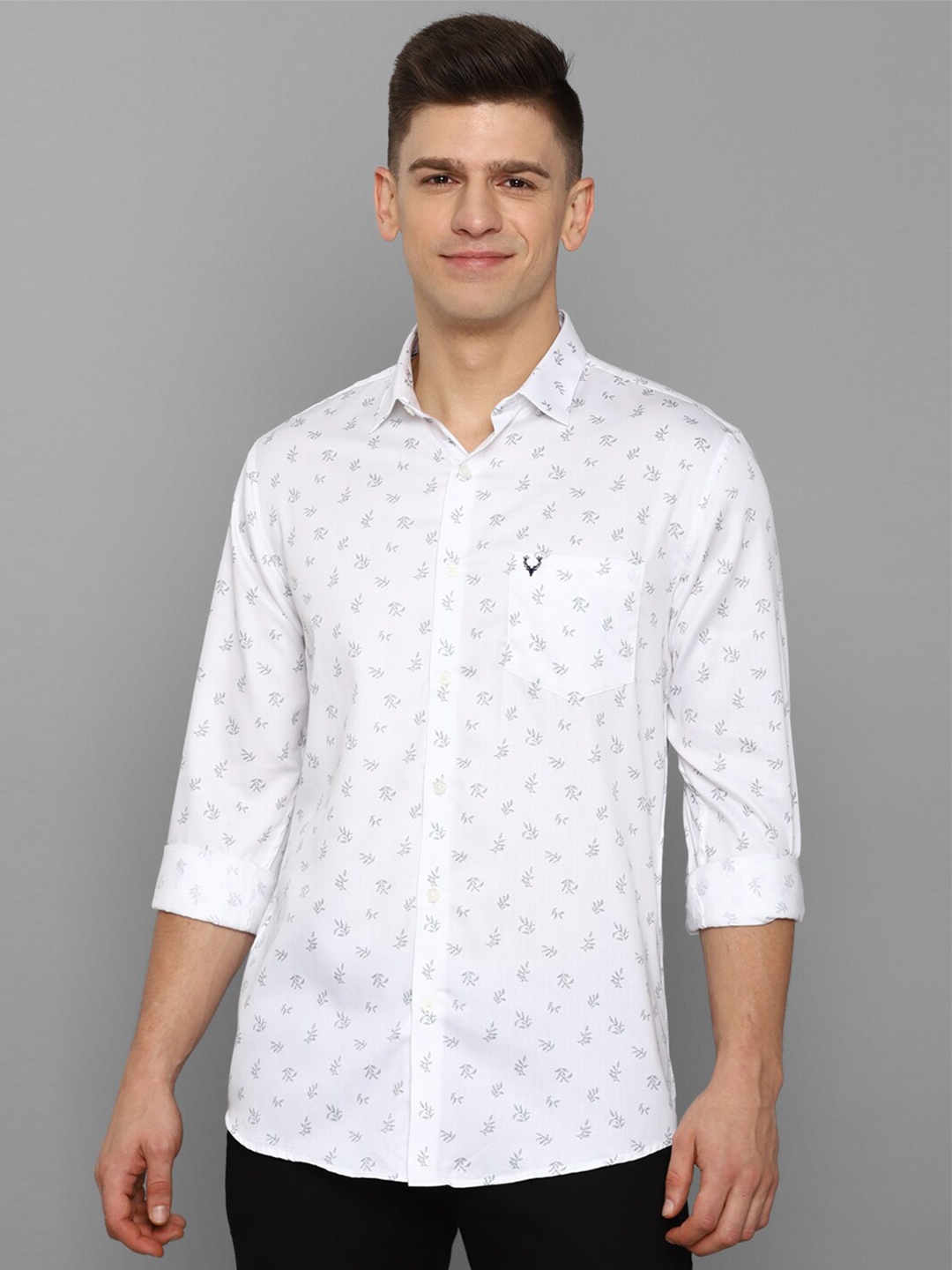 

Allen Solly Men White Slim Fit Floral Printed Casual Cotton Shirt