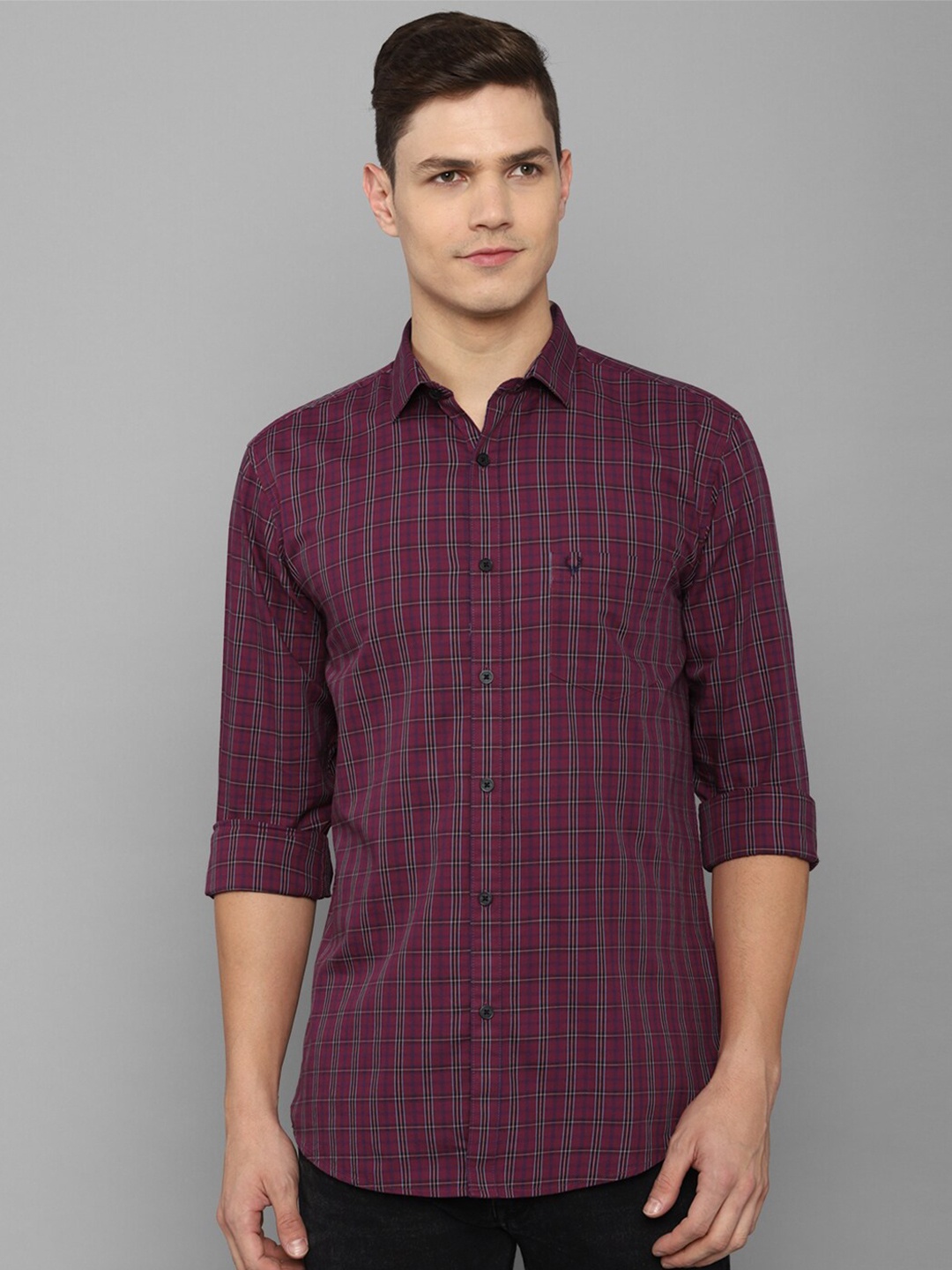 

Allen Solly Men Purple Slim Fit Checked Casual Cotton Shirt