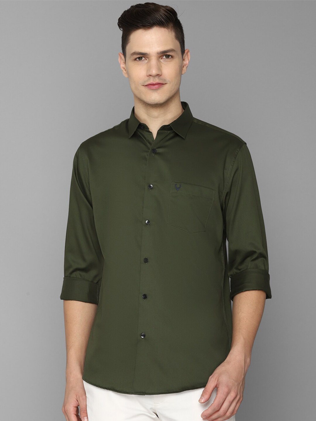 

Allen Solly Men Olive Green Slim Fit Casual Cotton Shirt