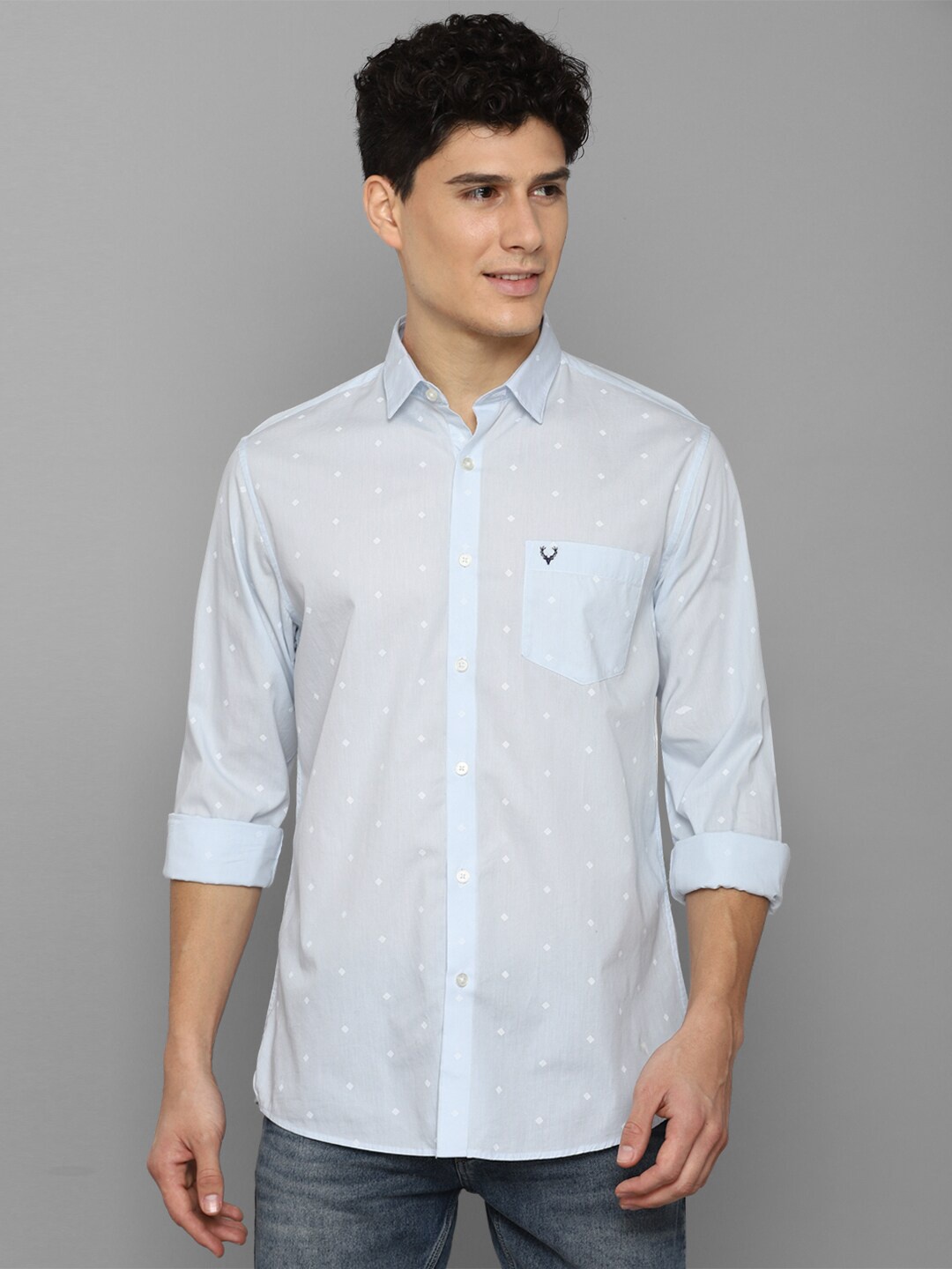 

Allen Solly Men Blue Slim Fit Printed Casual Cotton Shirt