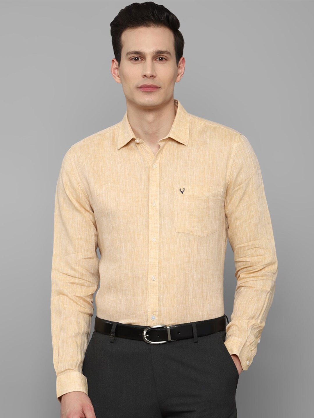 

Allen Solly Men Yellow Slim Fit Linen Formal Shirt