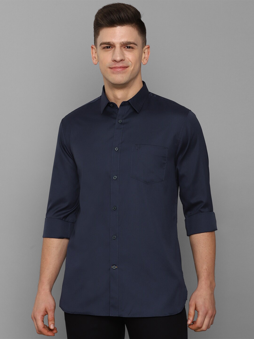 

Allen Solly Men Navy Blue Slim Fit Cotton Casual Shirt