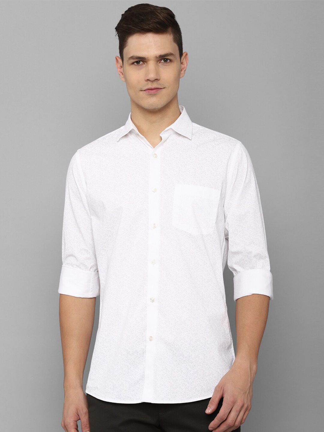 

Allen Solly Men White Slim Fit Floral Printed Casual Cotton Shirt