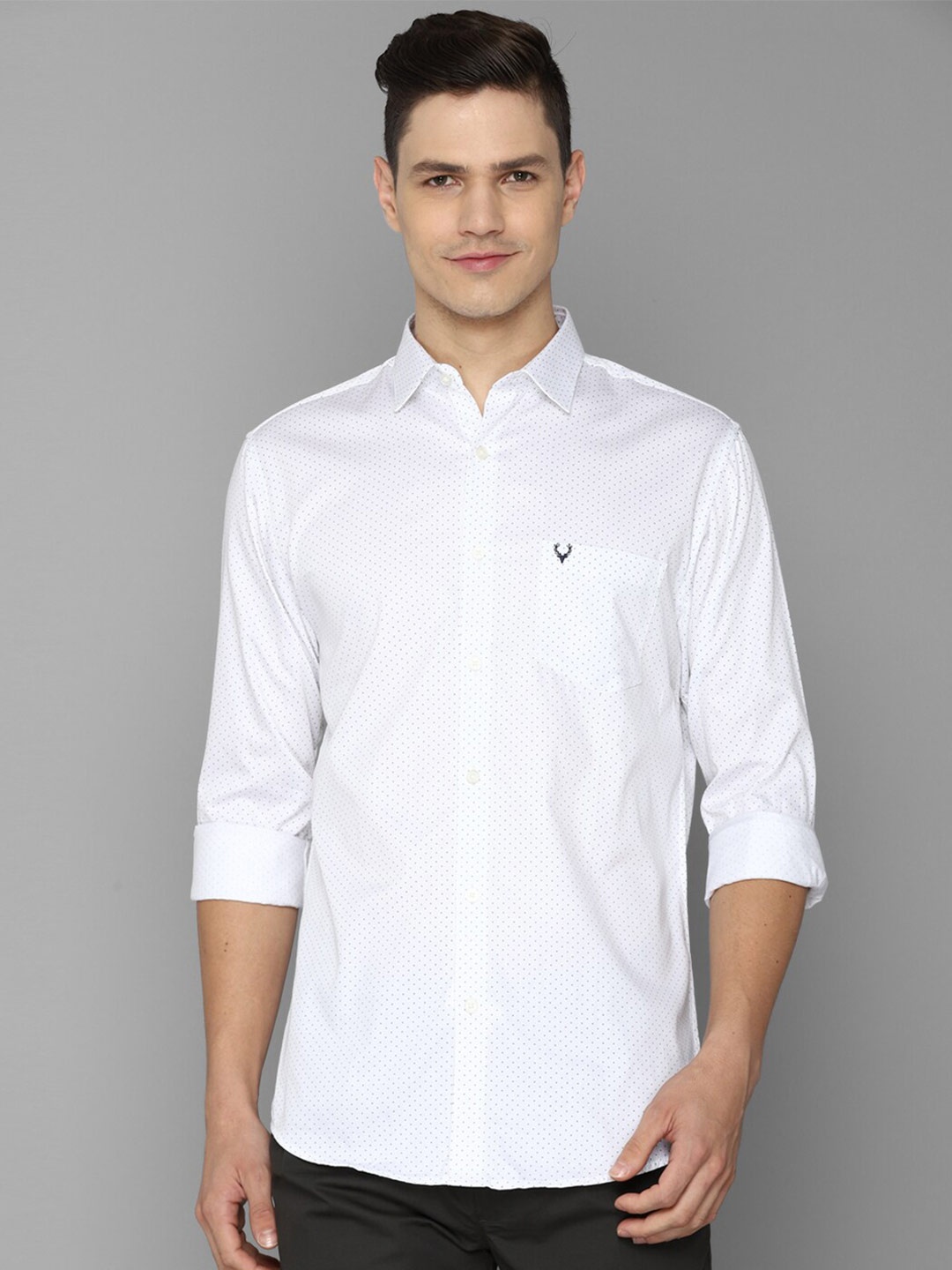 

Allen Solly Men White Slim Fit Printed Casual Cotton Shirt