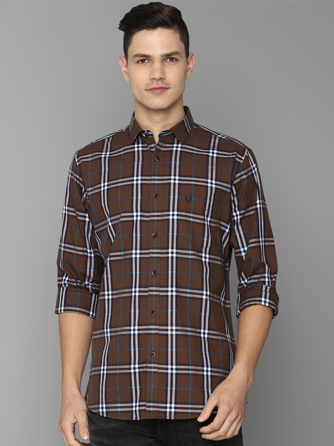 

Allen Solly Men Brown Slim Fit Tartan Checked Casual Cotton Shirt